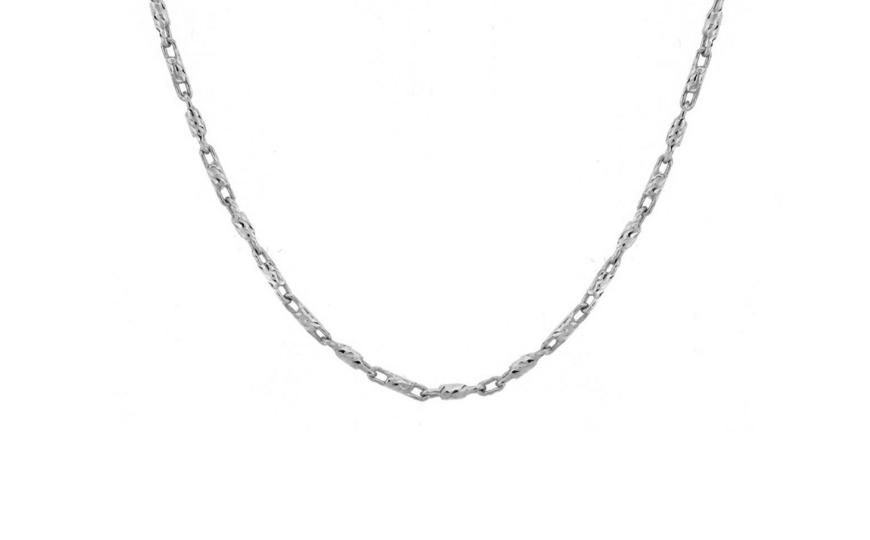 14K White Gold Diamond Cut Bar Chain Necklace .9mm 22Inches 14K White Gold Diamond Cut Bar Chain Necklace .9mm 22Inches