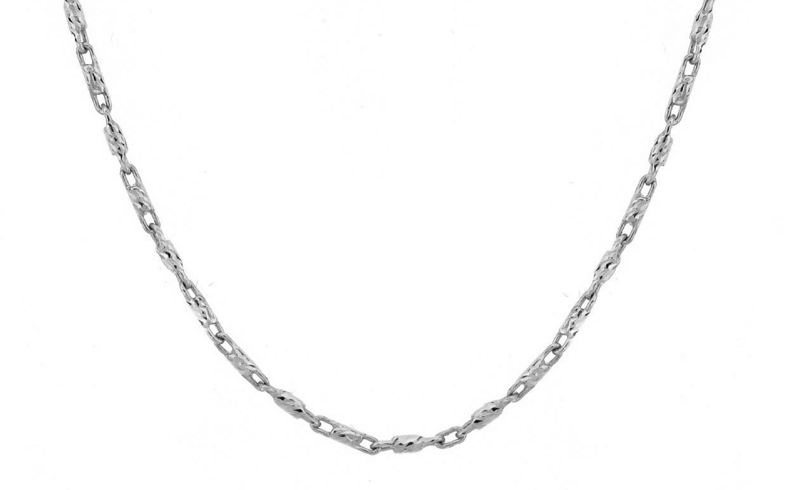 14K White Gold Diamond Cut Bar Chain Necklace 1.10mm 20 Inches 14K White Gold Diamond Cut Bar Chain Necklace 1.10mm 20 Inches