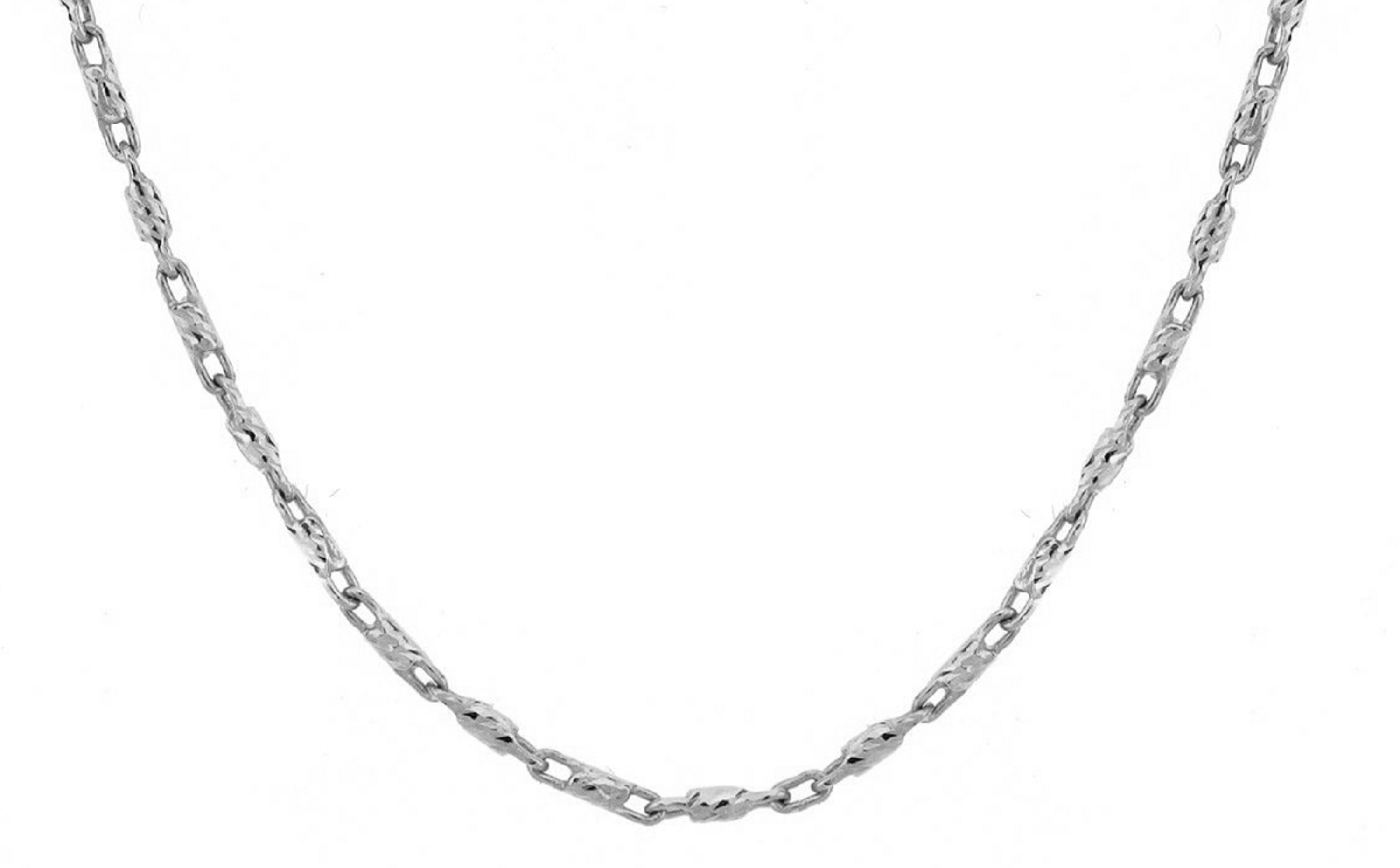 14K White Gold Diamond Cut Bar Chain Necklace 1.5mm 16 Inches 14K White Gold Diamond Cut Bar Chain Necklace 1.5mm 16 Inches