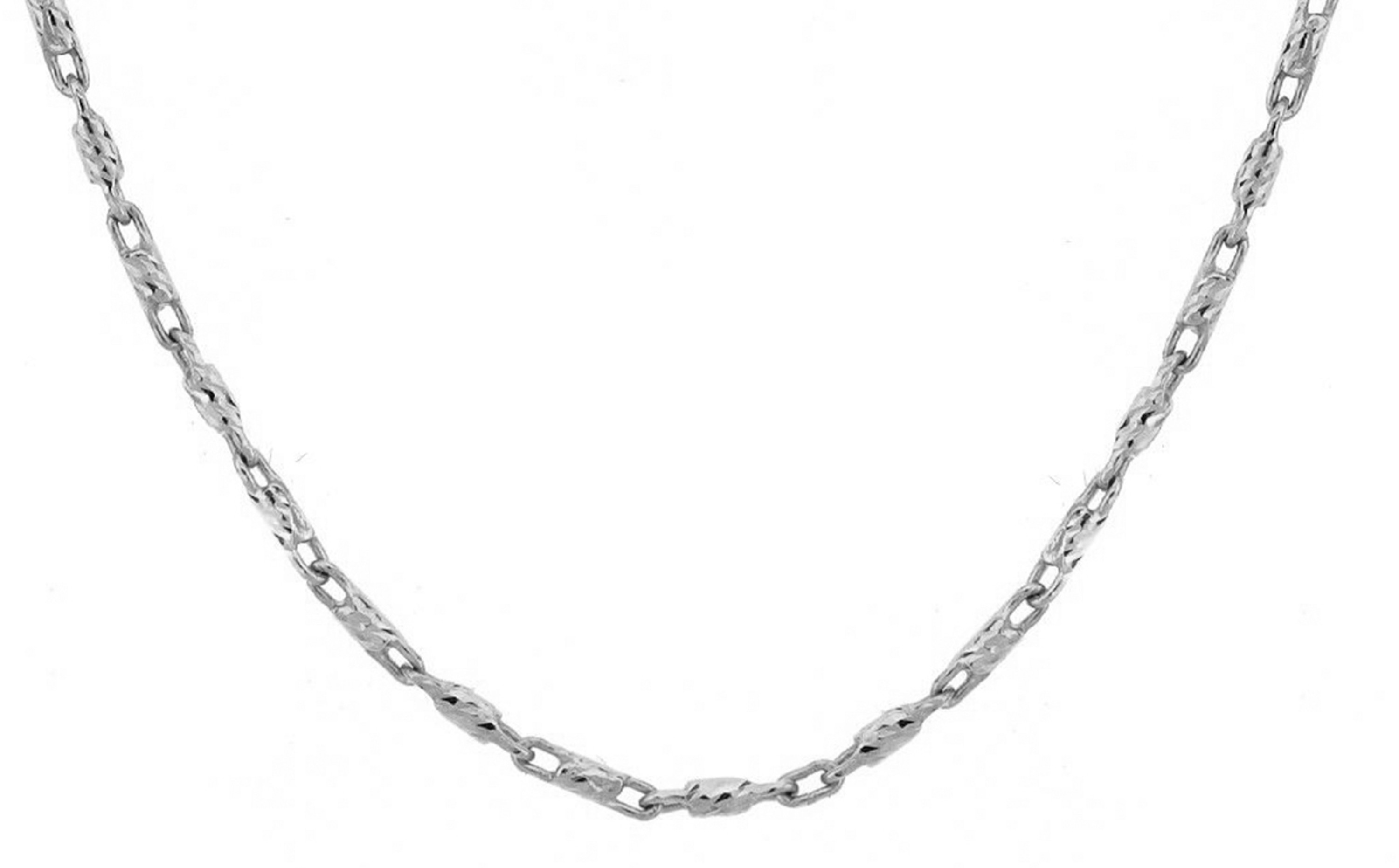 14K White Gold Diamond Cut Bar Chain Necklace 1.8mm 16 Inches 14K White Gold Diamond Cut Bar Chain Necklace 1.8mm 16 Inches
