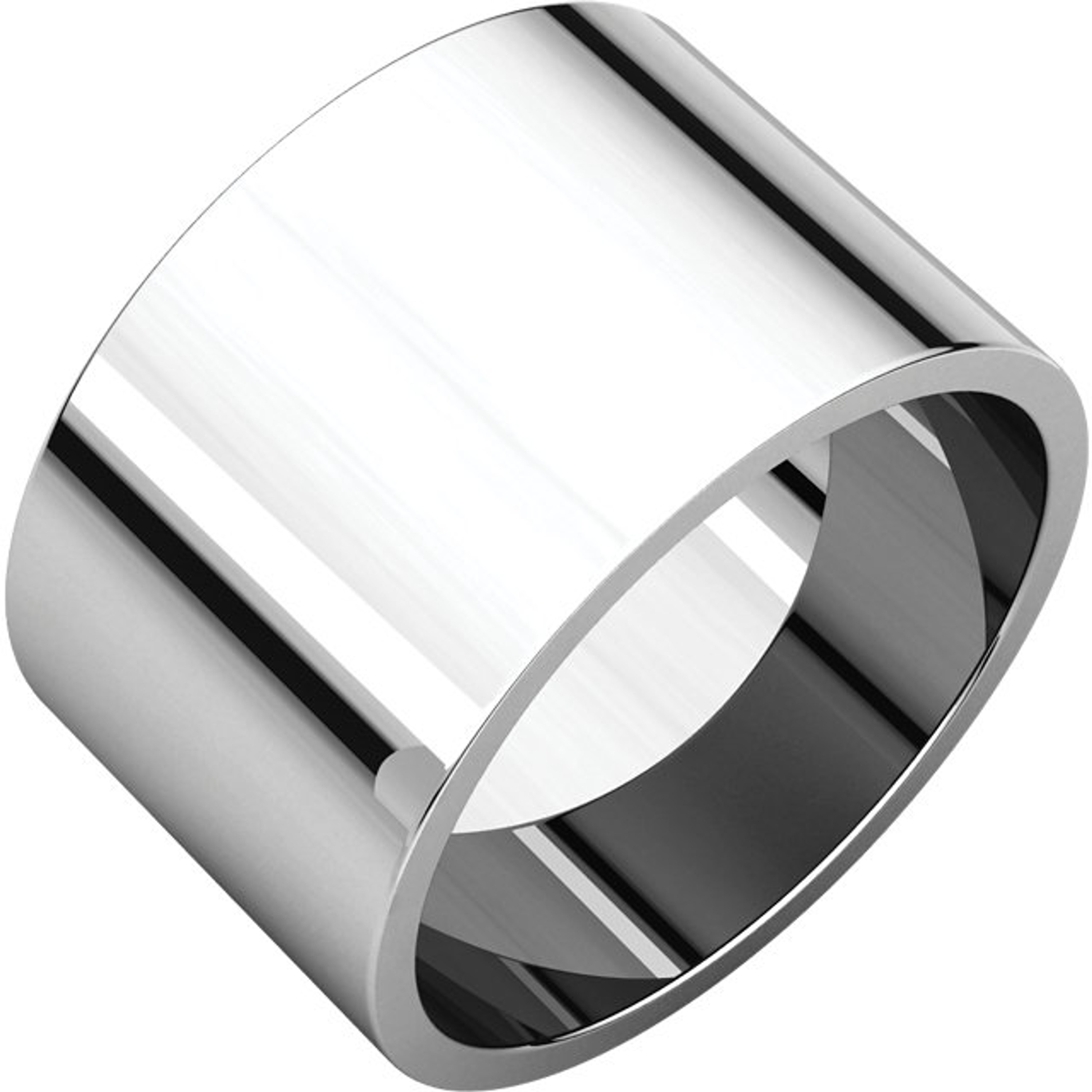 14k White Gold 12mm High Polished Flat  Wedding Band 14k White Gold 12mm High Polished Flat  Wedding Band