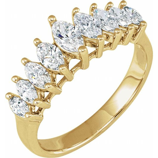 1.00  ct. Marquis  Diamond  Anniversary band 9 Stone 18k Yellow gold