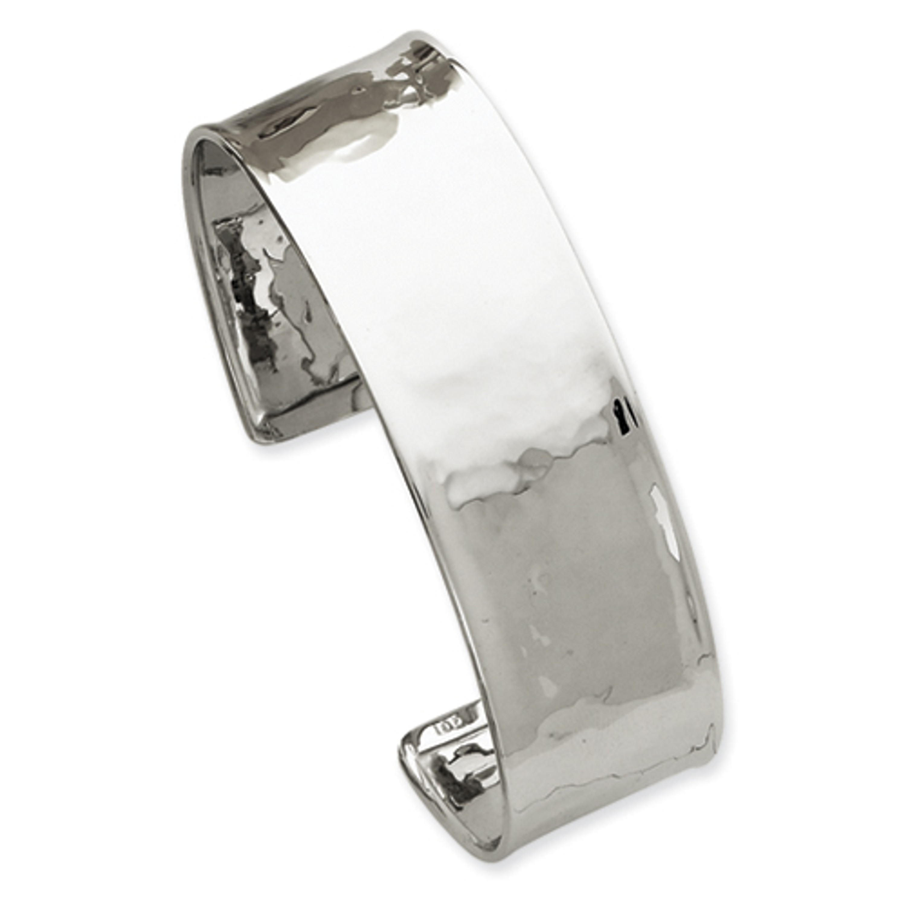 14k White Gold 19mm Lightly Hammered Cuff Bangle Bracelet 14k White Gold 19mm Lightly Hammered Cuff Bangle Bracelet