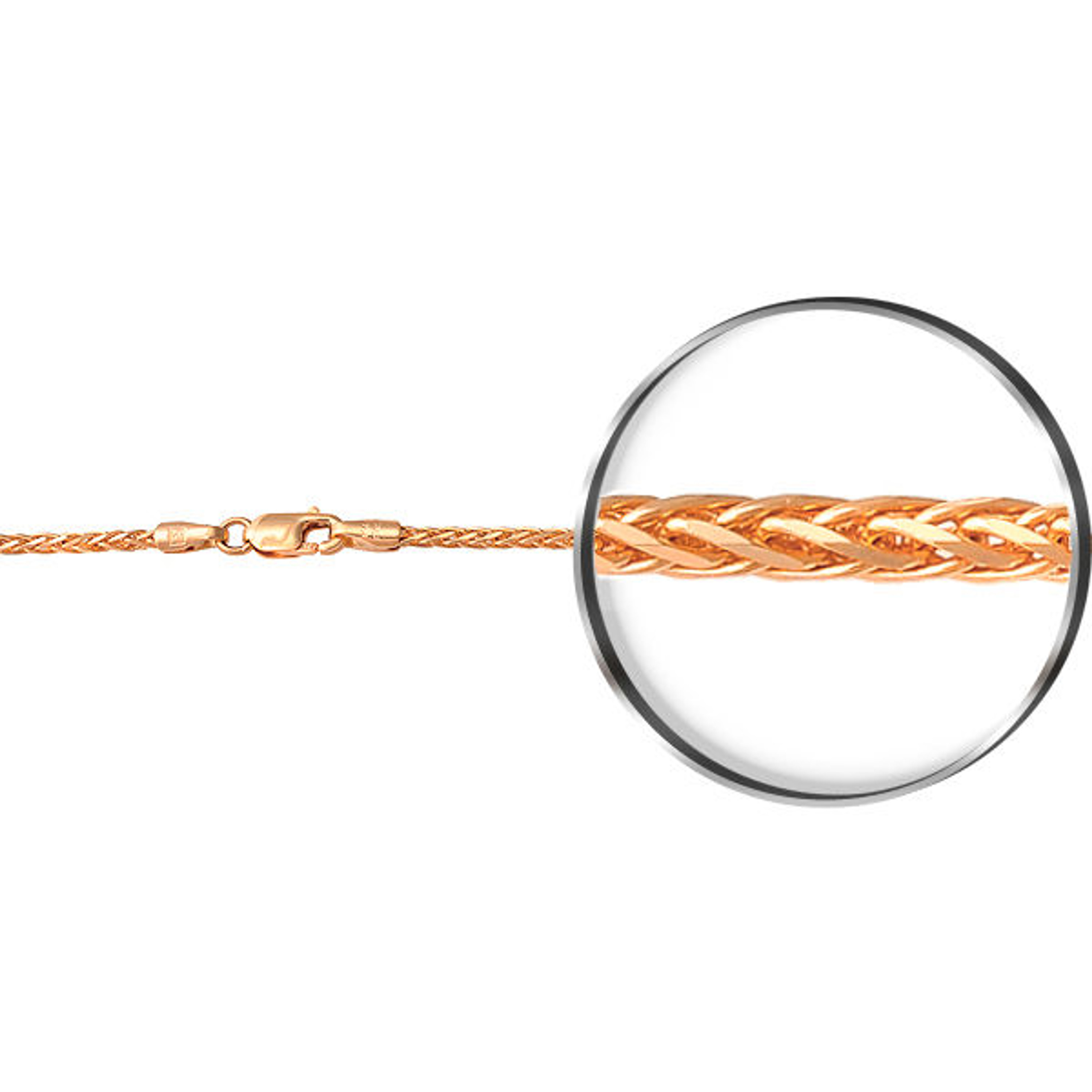 14k Rose Gold 2.5mm Hollow Spiga (wheat) Chain 22 In" 14k Rose Gold 2.5mm Hollow Spiga (wheat) Chain 22 In"