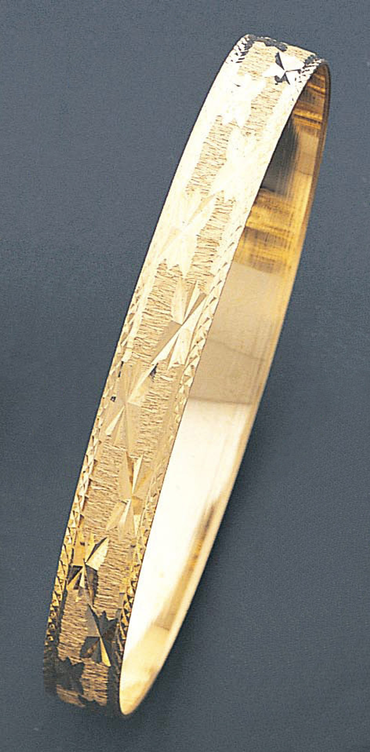 14k Gold 8mm Wide Slip-on Star Pattern Solid Bangle 8 Inches 14k Gold 8mm Wide Slip-on Star Pattern Solid Bangle 8 Inches