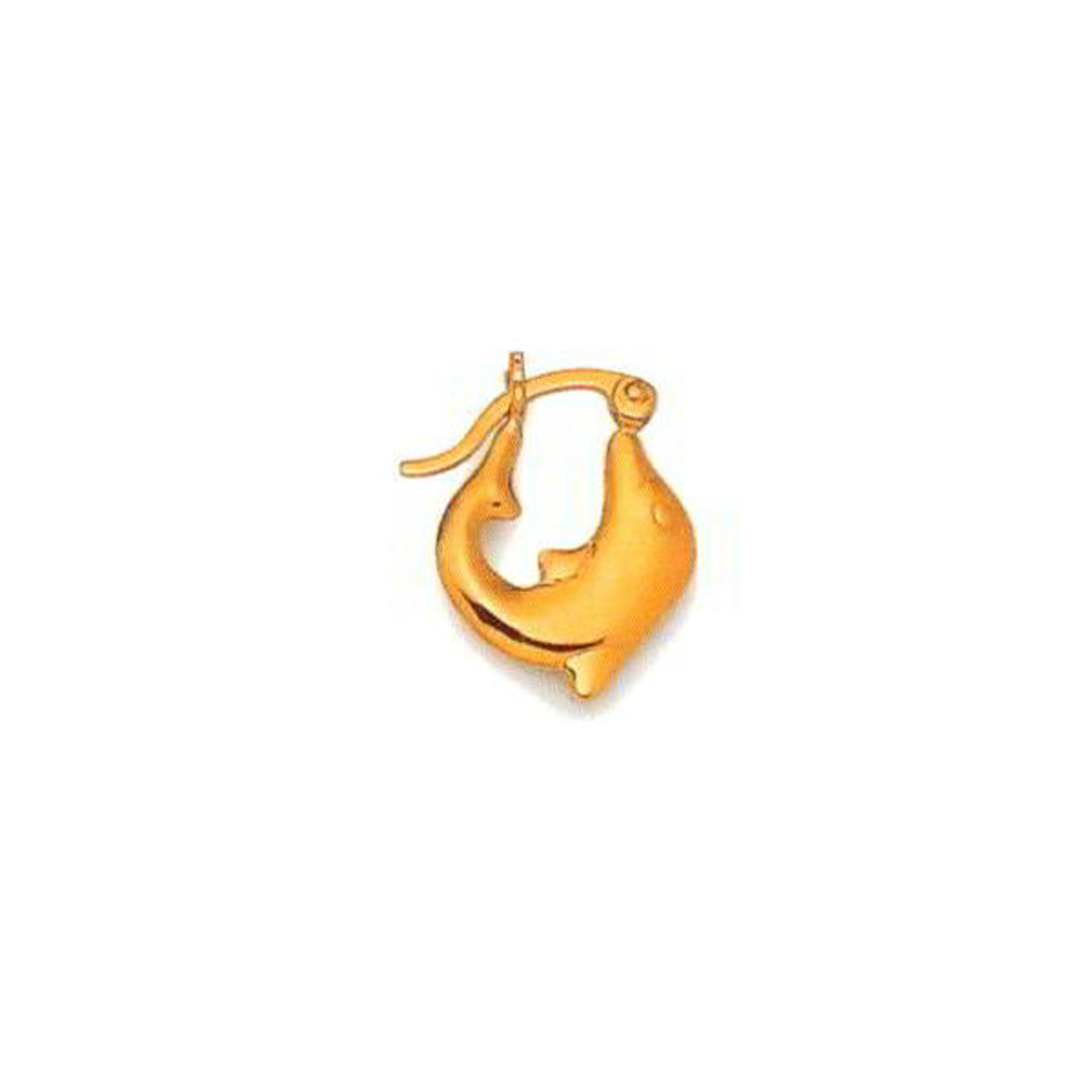 14k Gold Hollow Dolphin Hoop Earrings 1/2"