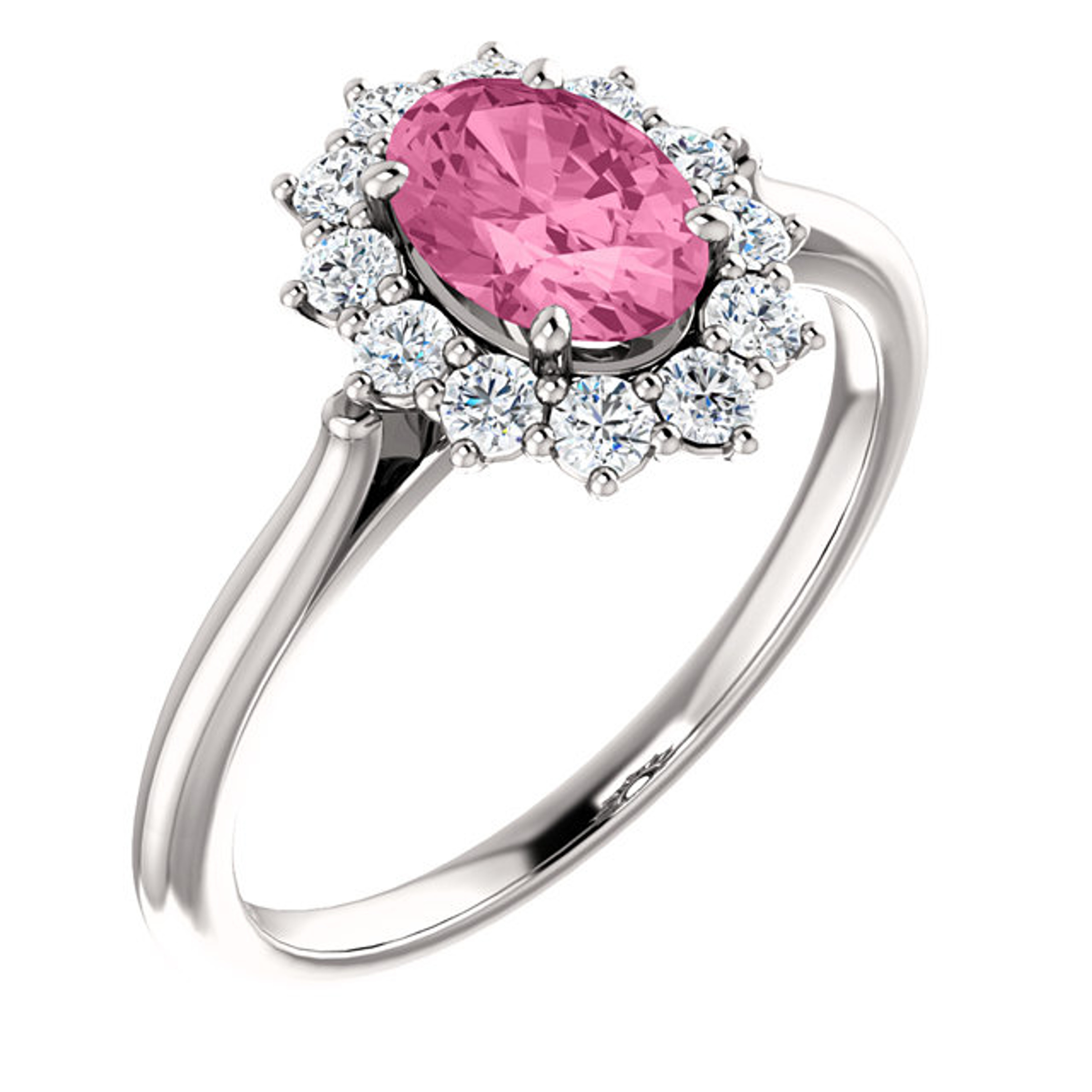 14K White  gold Pink Sapphire Ring 1.00ct (5x7)  And 0.30 Ct Diamonds 14K White  gold Pink Sapphire Ring 1.00ct (5x7)  And 0.30 Ct Diamonds