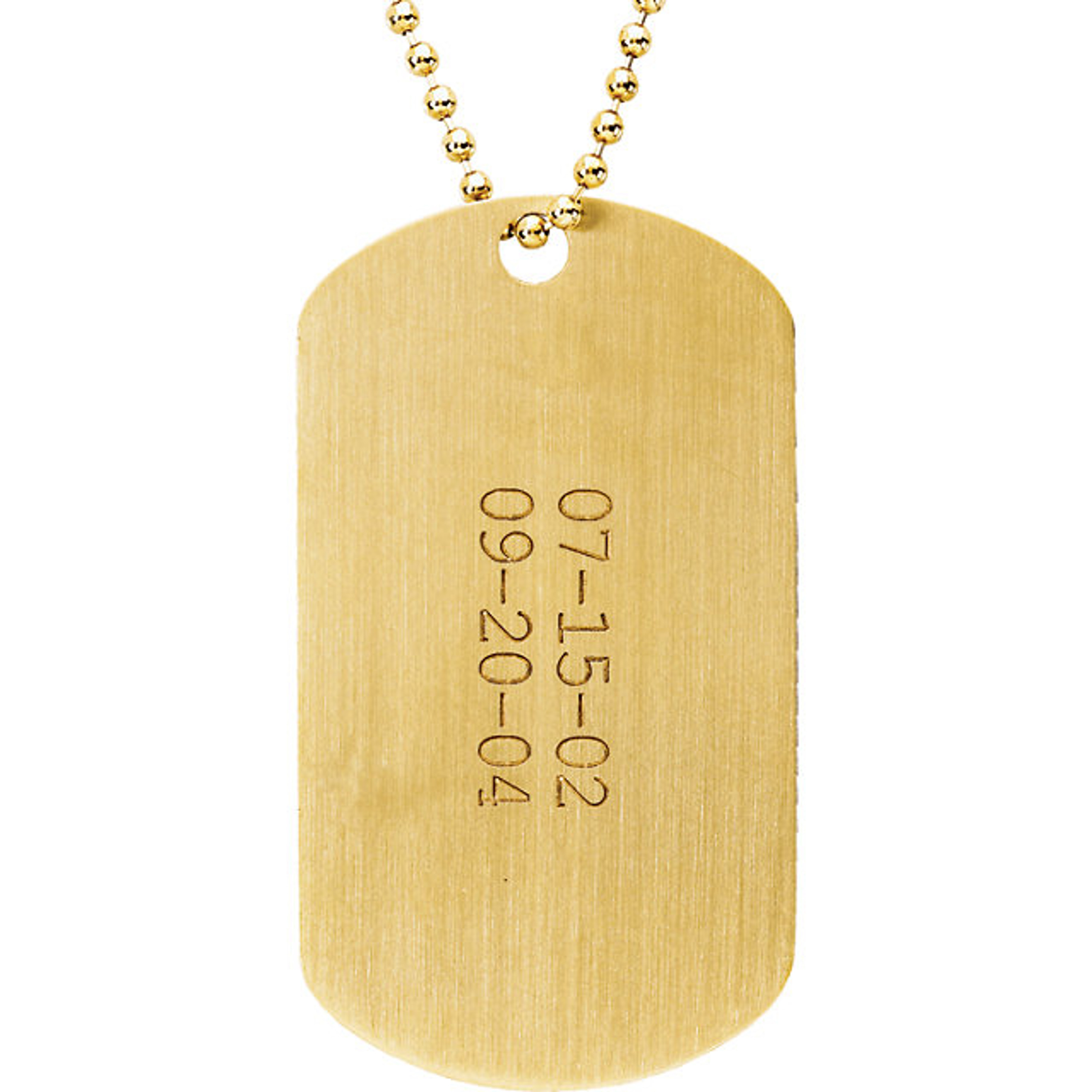 14k Yellow Gold Satin Finish Dog Tag Pendant (2" x 1 1/8") 14k Yellow Gold Satin Finish Dog Tag Pendant (2" x 1 1/8")