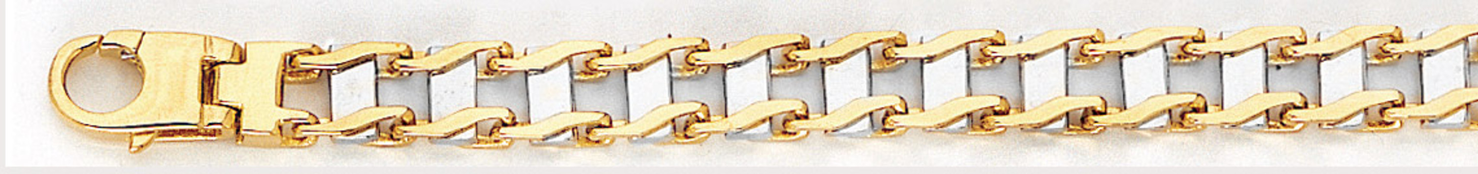14k Yellow And White Gold 6.4mm Hand Made Railroad Chain Necklace 38 Inches 14k Yellow And White Gold 6.4mm Hand Made Railroad Chain Necklace 38 Inches