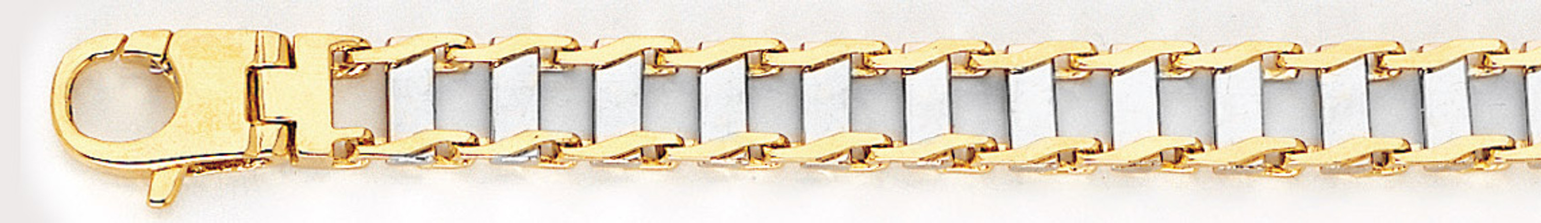 14k Yellow And White Gold 7.9mm Hand Made Railroad Chain Bracelet 8 Inches 14k Yellow And White Gold 7.9mm Hand Made Railroad Chain Bracelet 8 Inches