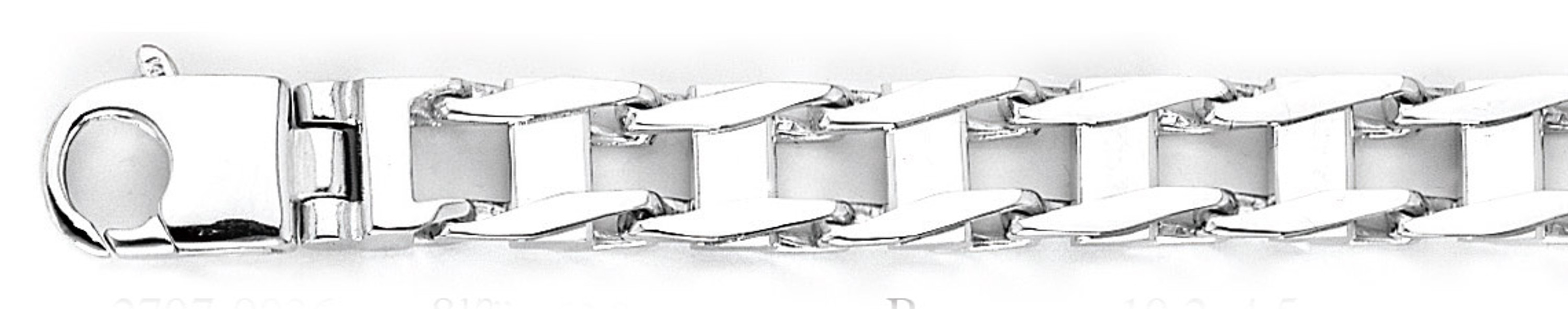 14k White Gold 10.2mm Hand Made Railroad Chain Necklace 16 Inches