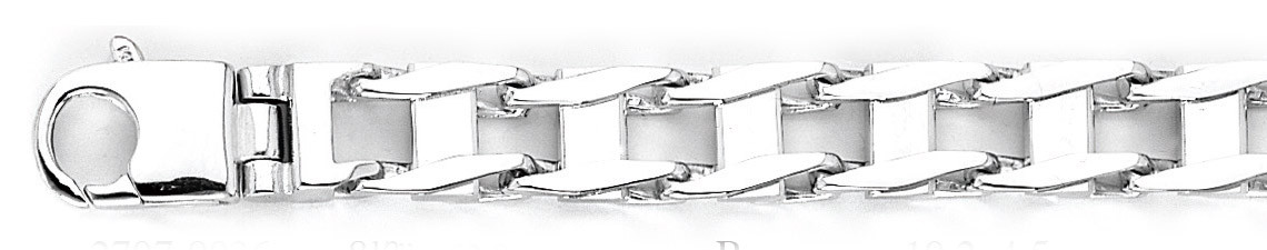 14k White Gold 10.2mm Hand Made Railroad Chain Necklace 40 Inches