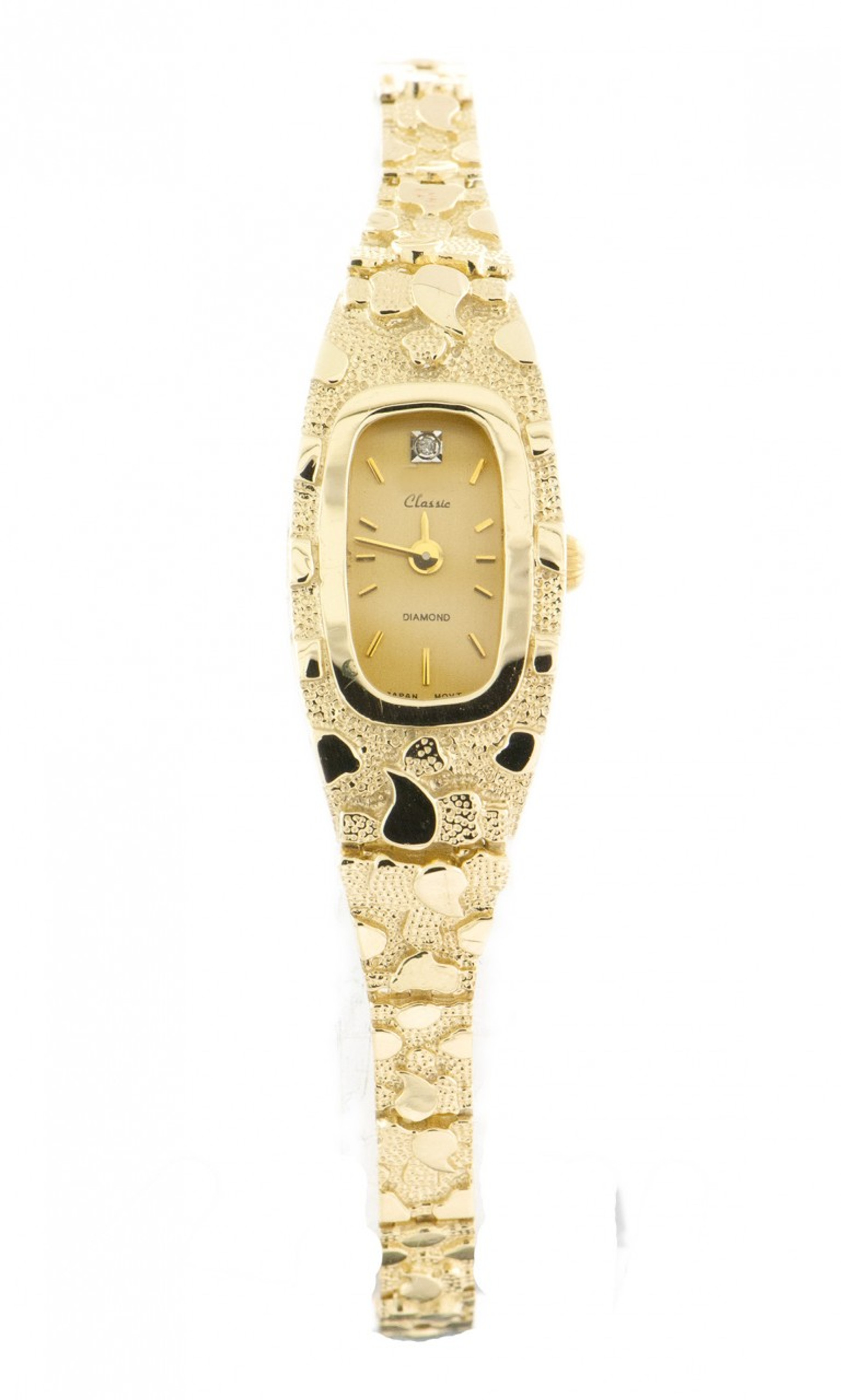 14k Gold 16mm Tappering to 5mm Ladies Nugget Watch 14k Gold 16mm Tappering to 5mm Ladies Nugget Watch