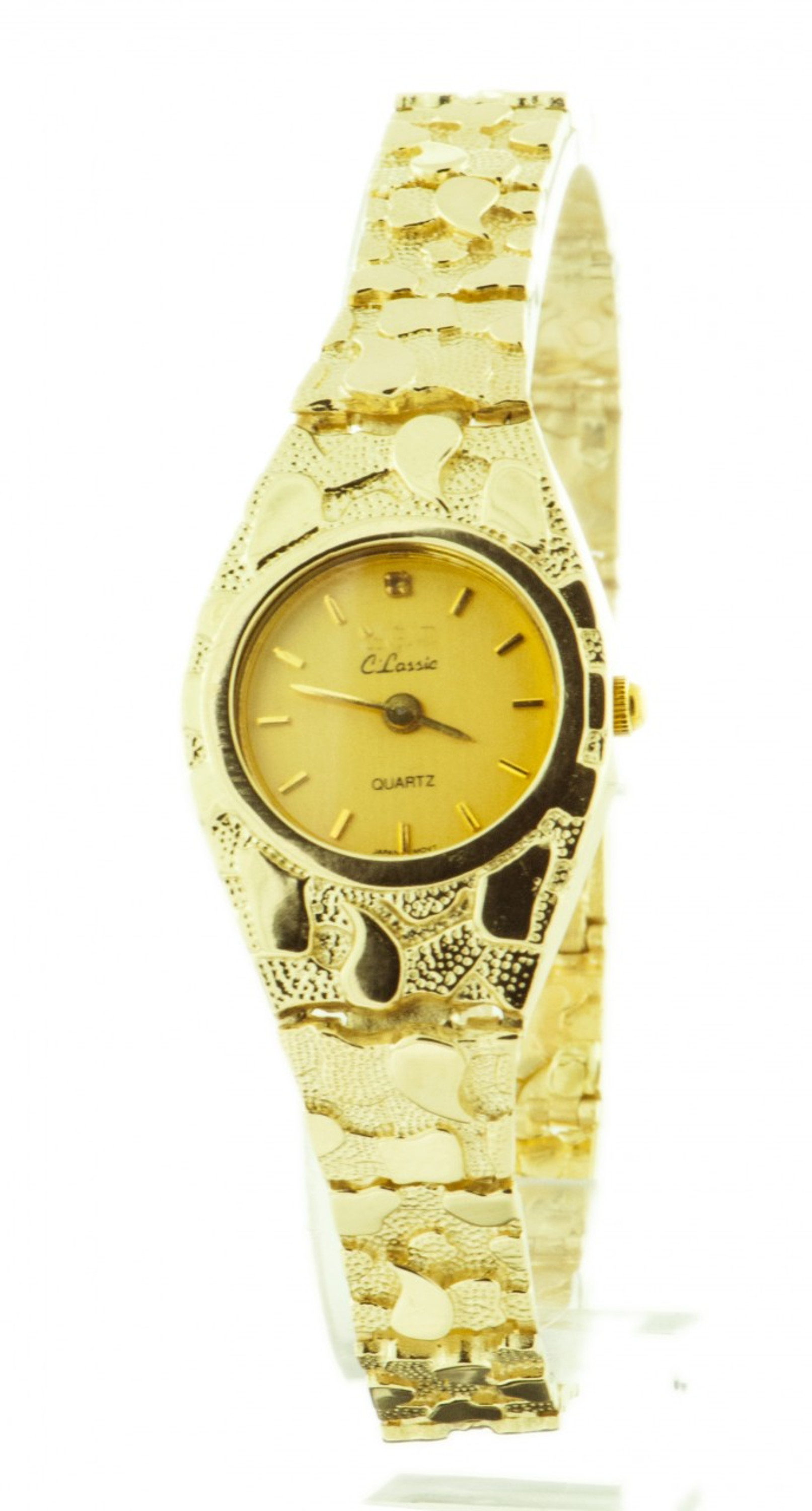 14k Gold 21mm Tapering to 9mm Ladies Nugget Watch 14k Gold 21mm Tapering to 9mm Ladies Nugget Watch