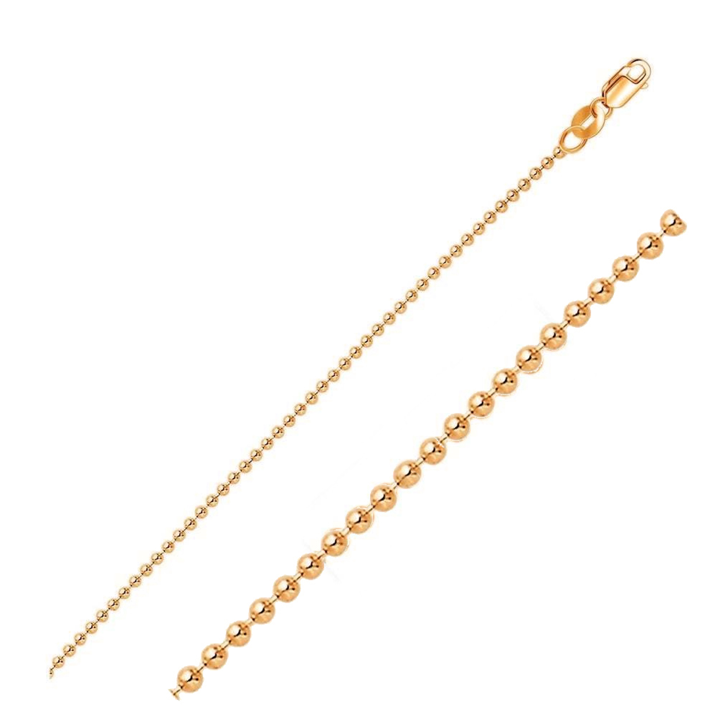 14K Rose Gold Bead Link Chain, 1.5mm Wide 30 Inches 14K Rose Gold Bead Link Chain, 1.5mm Wide 30 Inches