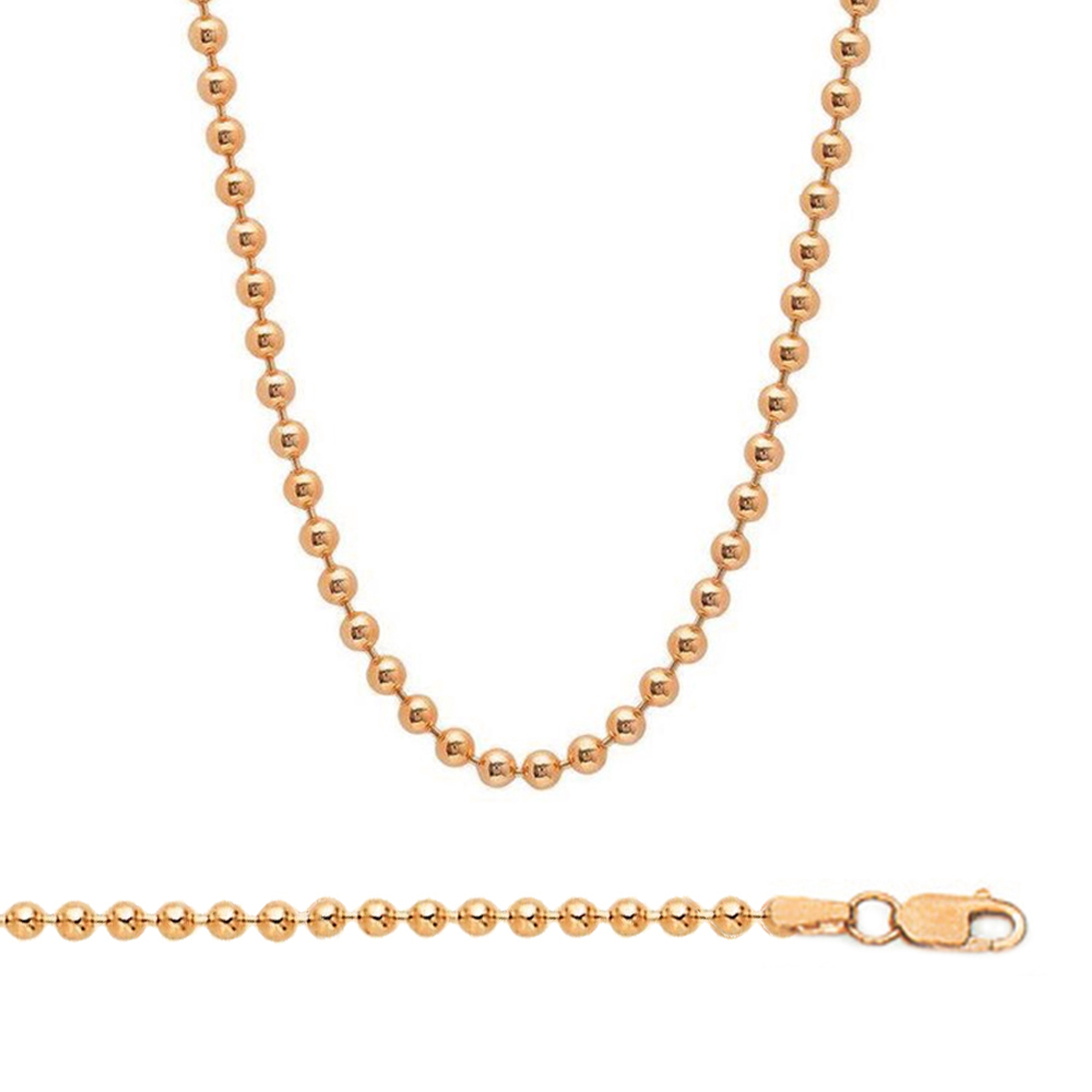 14K Rose Gold Bead Link Chain, 4mm Wide 24 Inches 14K Rose Gold Bead Link Chain, 4mm Wide 24 Inches