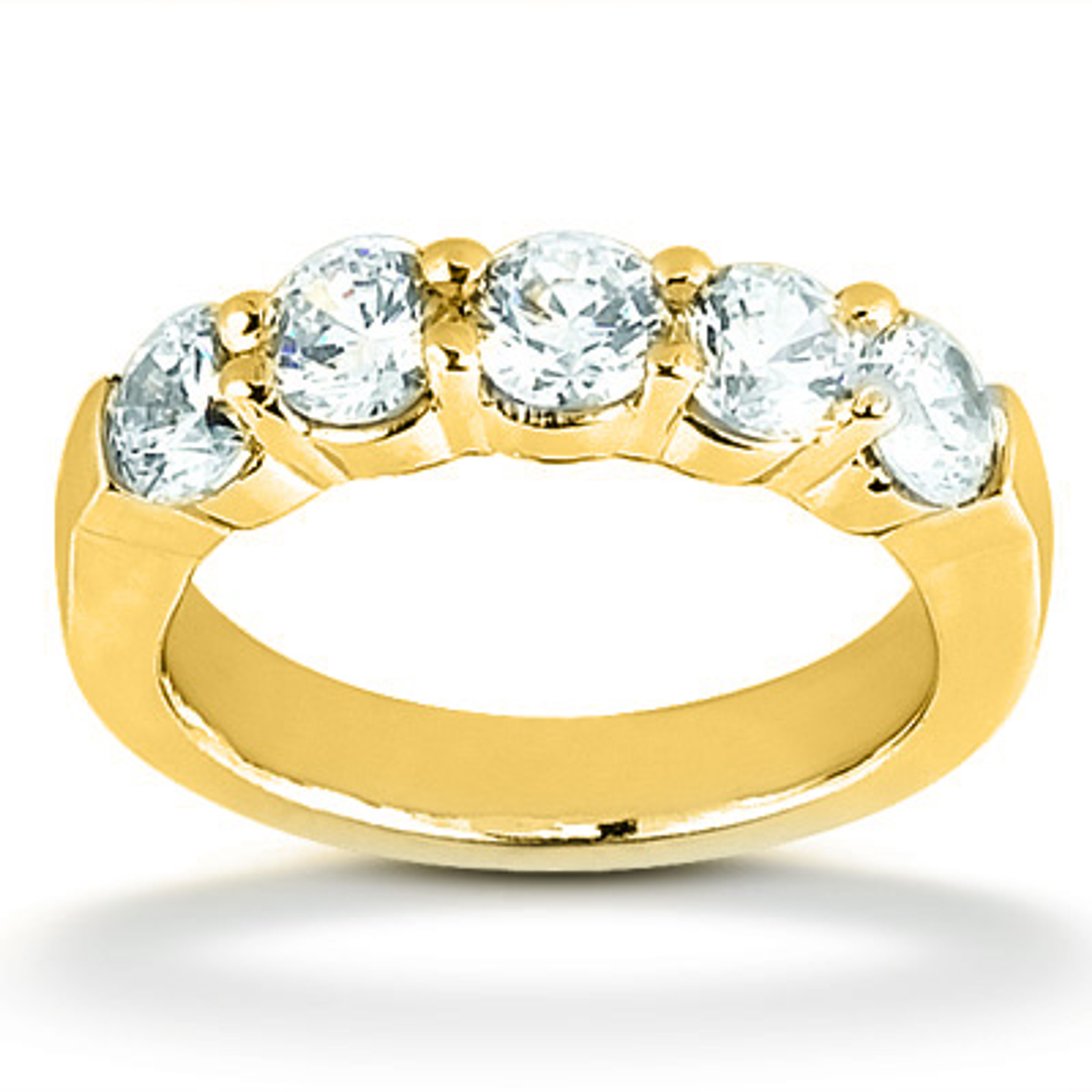 18K Yellow Gold 1.0 ct 5 Round Diamond Anniversary  Ring 18K Yellow Gold 1.0 ct 5 Round Diamond Anniversary  Ring