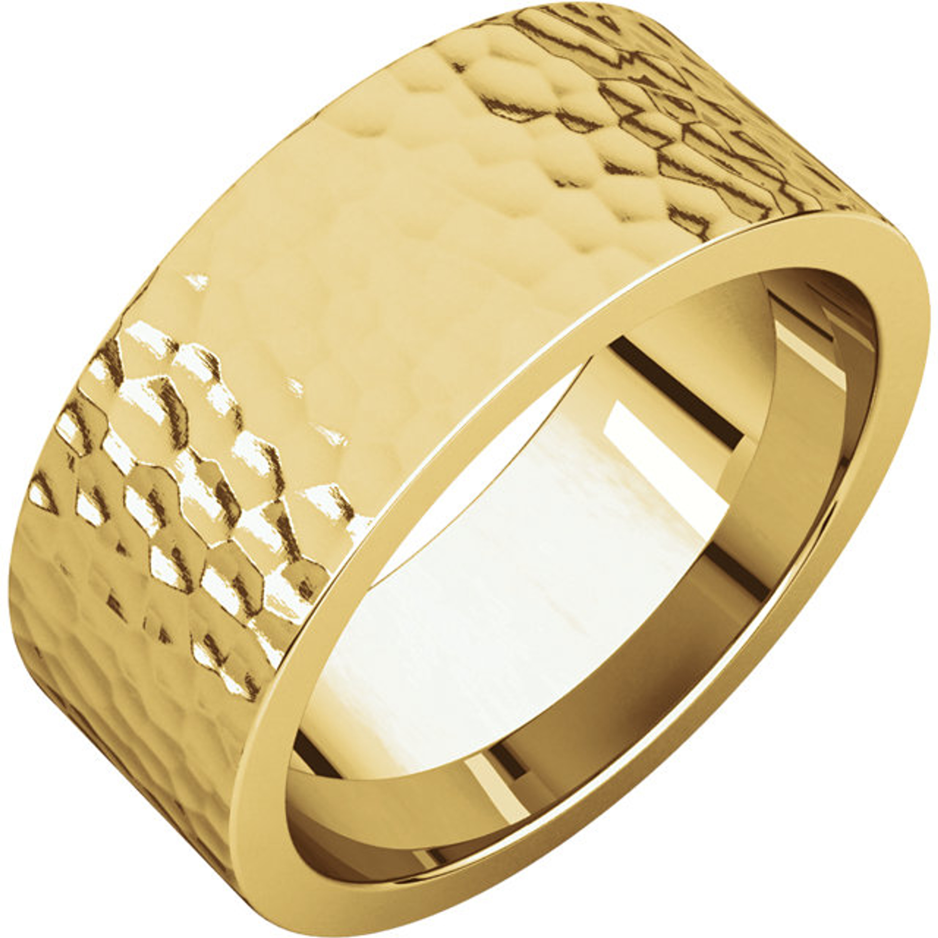 14K Gold 8mm Hammer Finish Flat Comfort Fit Wedding Band 14K Gold 8mm Hammer Finish Flat Comfort Fit Wedding Band