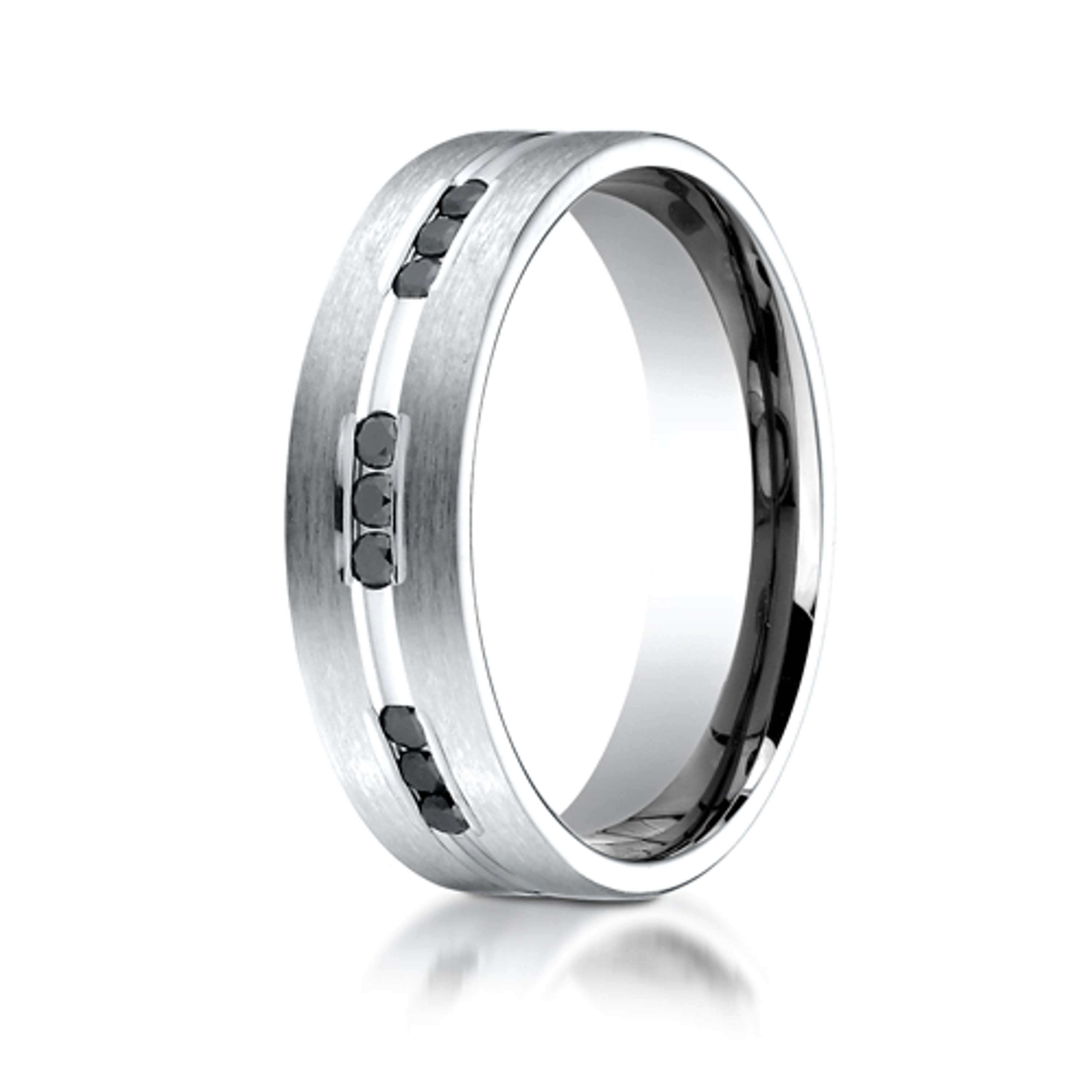 6mm Palladium .18ct Black Diamond Wedding Band 6mm Palladium .18ct Black Diamond Wedding Band