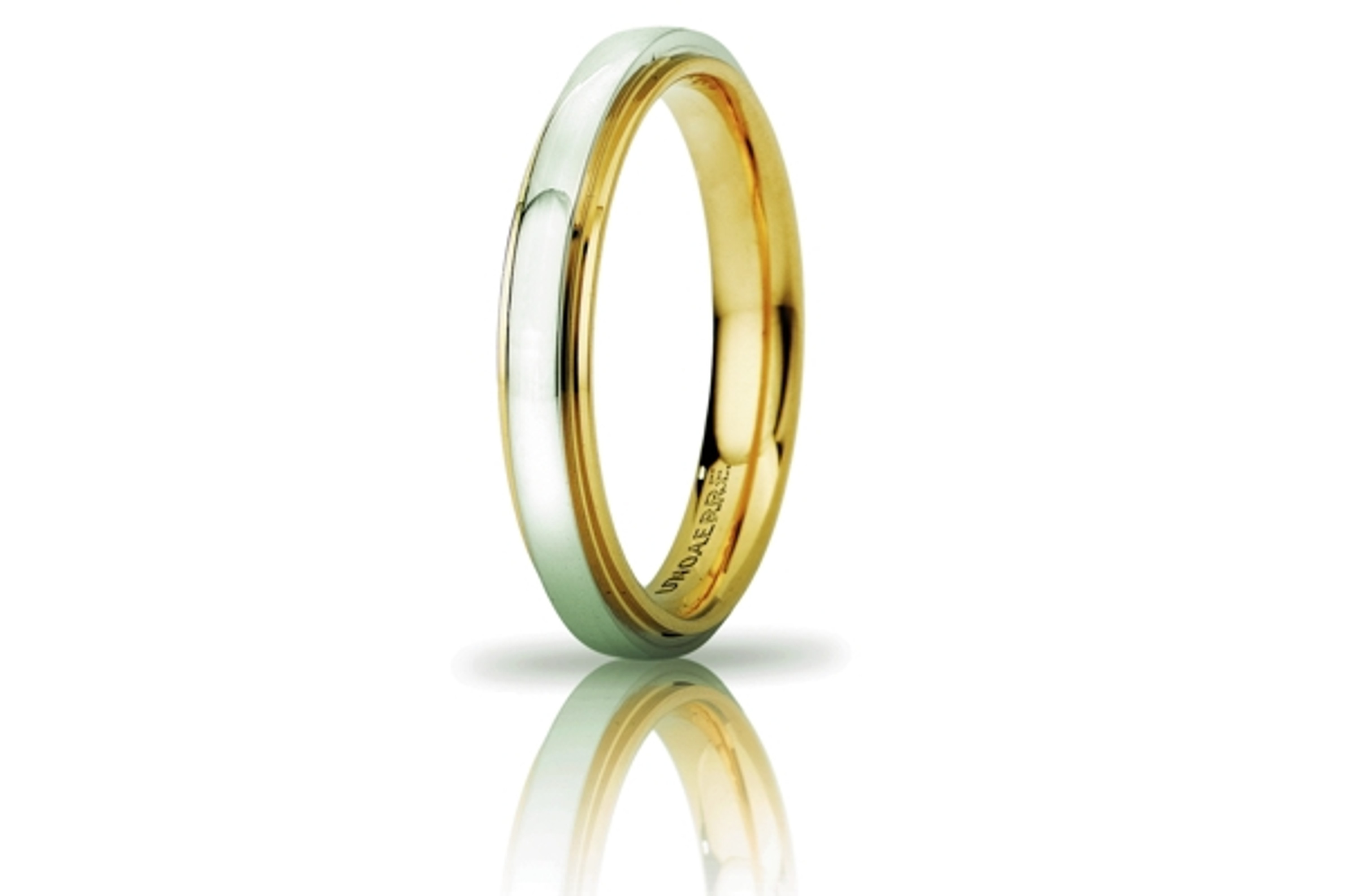 18 Kt Gold Two Tone750 Cassiopeia Slim Line Unoarre Wedding Band 18 Kt Gold Two Tone750 Cassiopeia Slim Line Unoarre Wedding Band