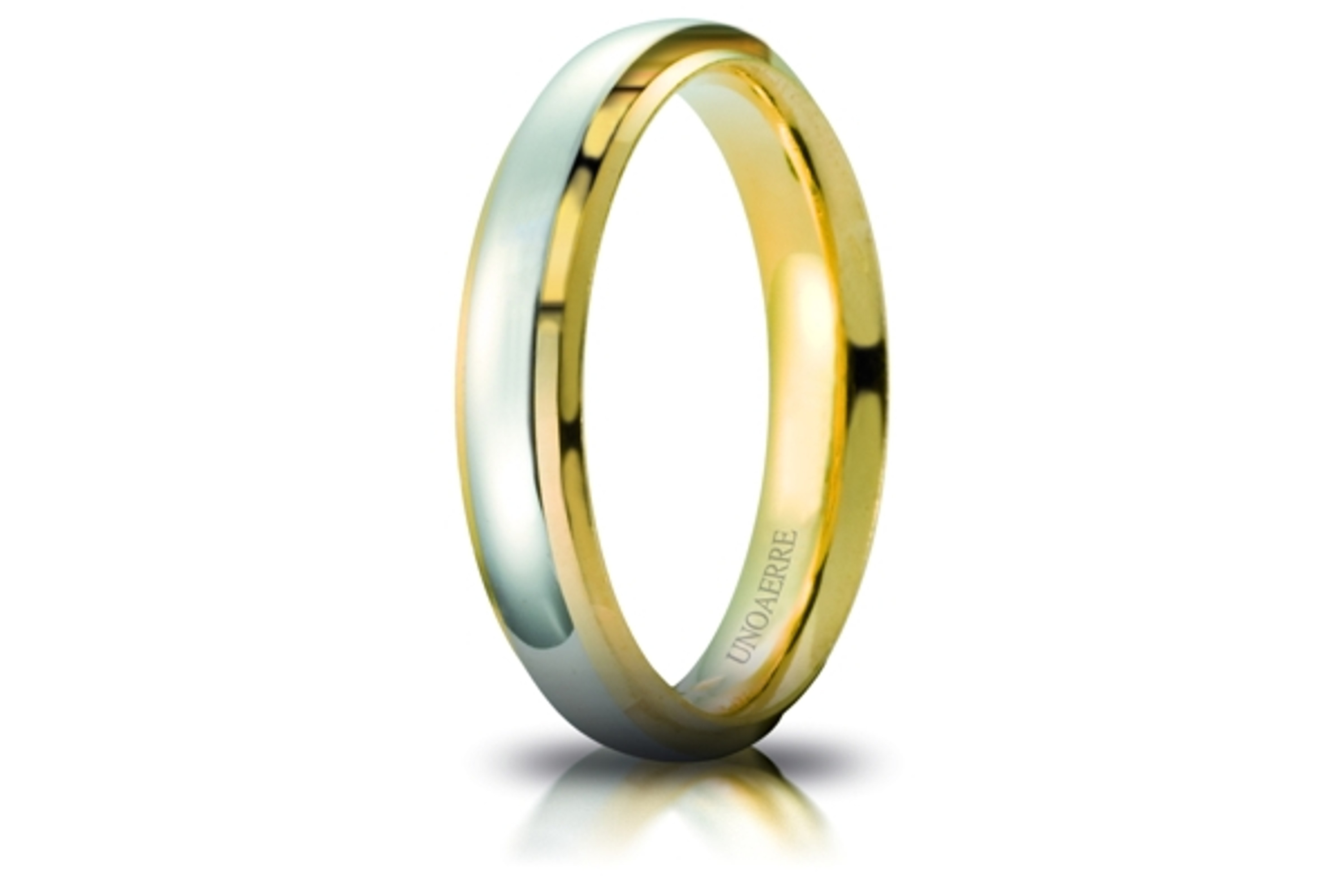 18 Kt Gold Two Tone750 Cassiopeia Line Unoarre Wedding Band 4mm 18 Kt Gold Two Tone750 Cassiopeia Line Unoarre Wedding Band 4mm