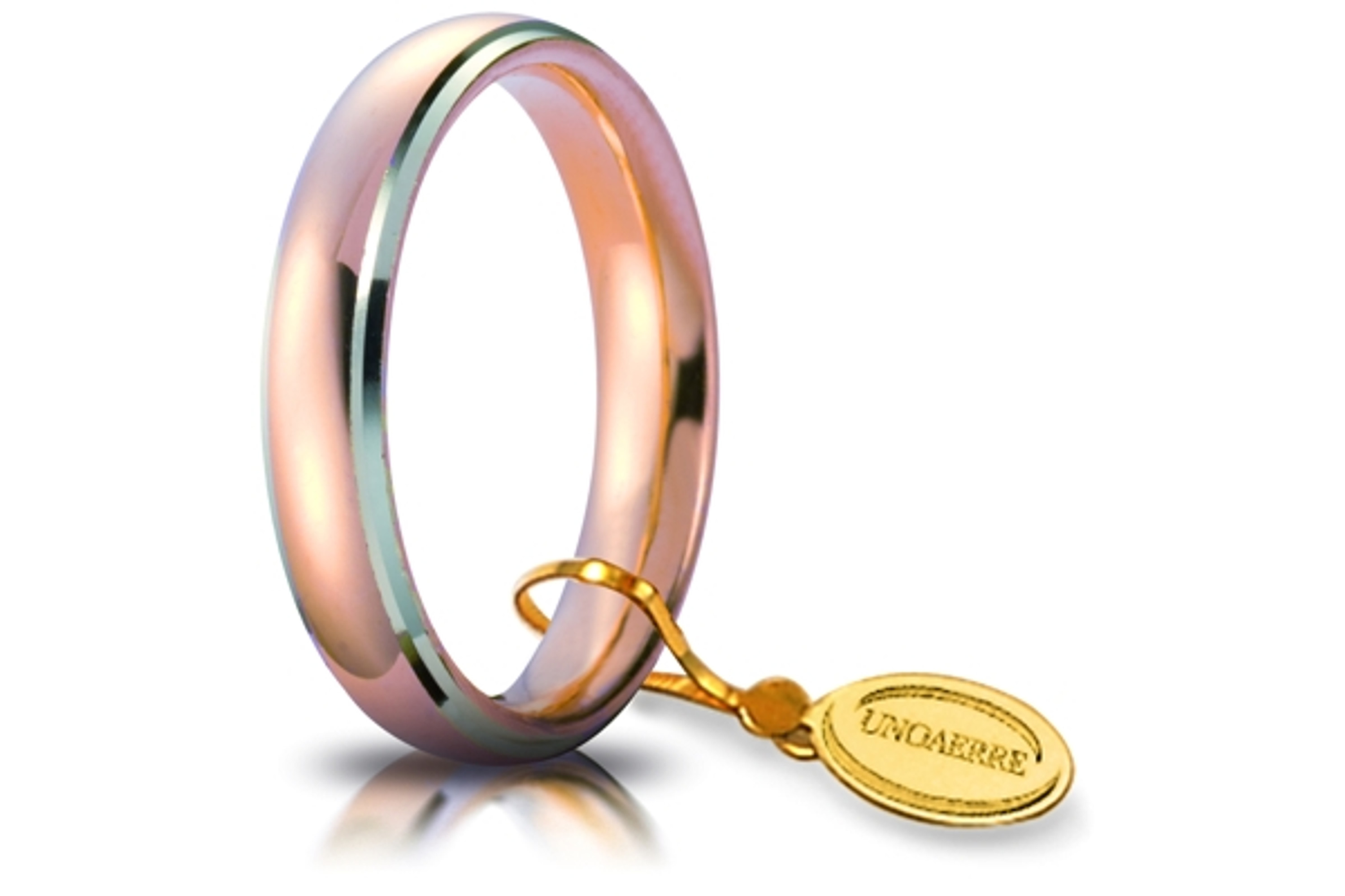 18 Kt Gold Two Tone Rose Gold 750 Cassiopeia Line Unoarre Wedding Band 4mm 18 Kt Gold Two Tone Rose Gold 750 Cassiopeia Line Unoarre Wedding Band 4mm