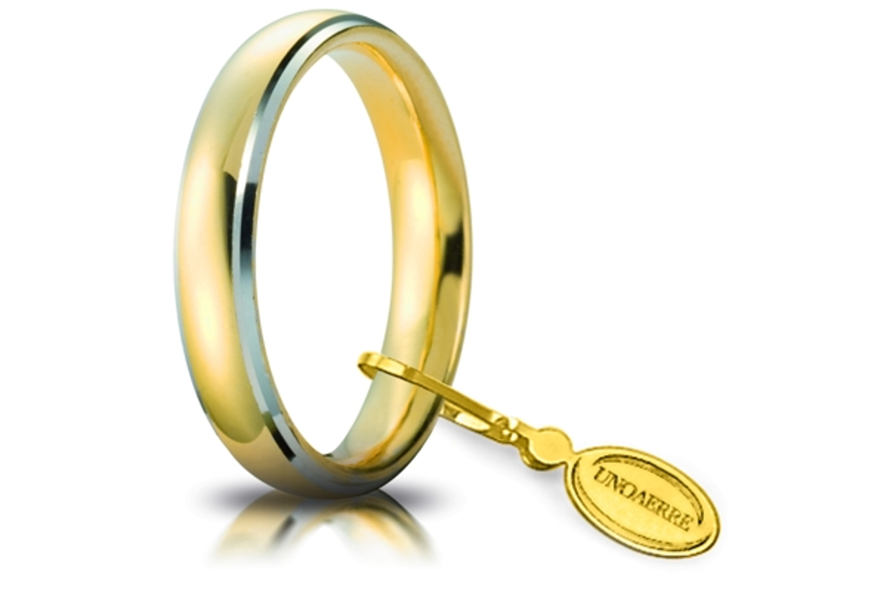 18 Kt Gold Two Tone750 Andromeda Line Unoarre Wedding Band 4mm 18 Kt Gold Two Tone750 Andromeda Line Unoarre Wedding Band 4mm