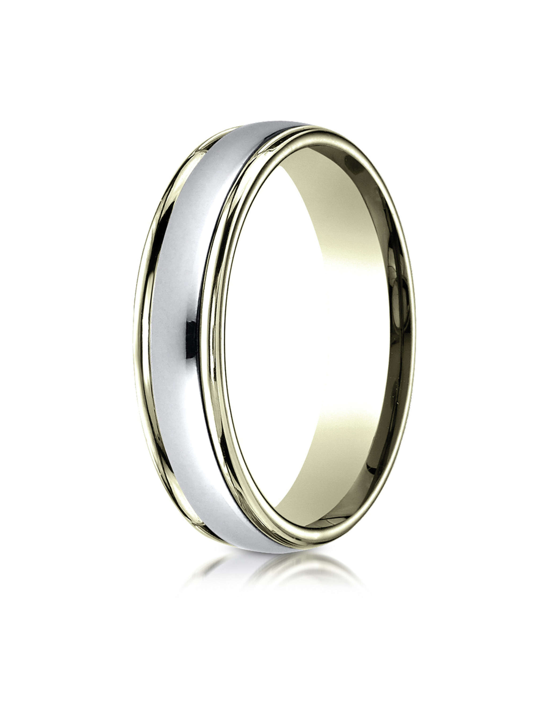 18 Kt Gold and Platinum Two Tone Wedding Band 4mm 18 Kt Gold and Platinum Two Tone Wedding Band 4mm
