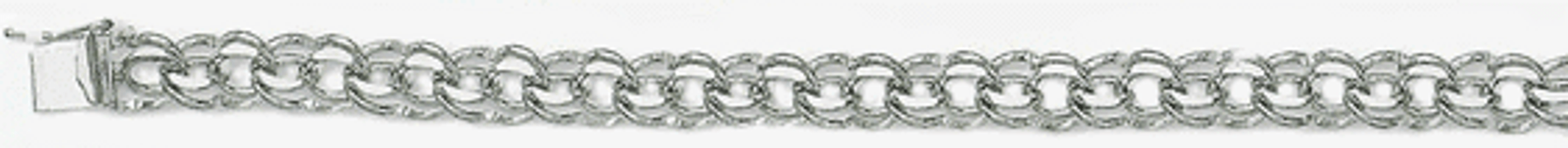 14k White Gold 8mm Double Link Charm Bracelet 7.5 Inches 14k White Gold 8mm Double Link Charm Bracelet 7.5 Inches