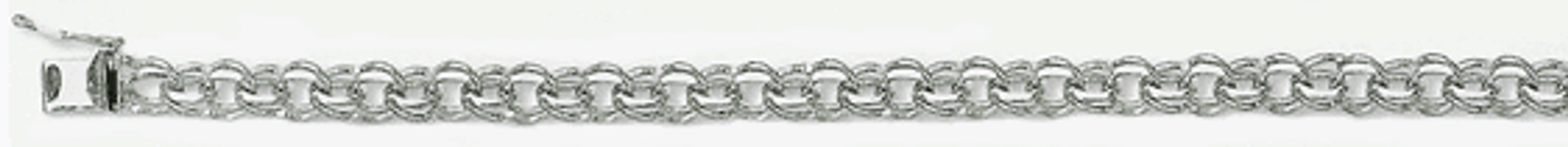 14k White Gold 6mm Double Link Charm Bracelet 7.5 Inches 14k White Gold 6mm Double Link Charm Bracelet 7.5 Inches
