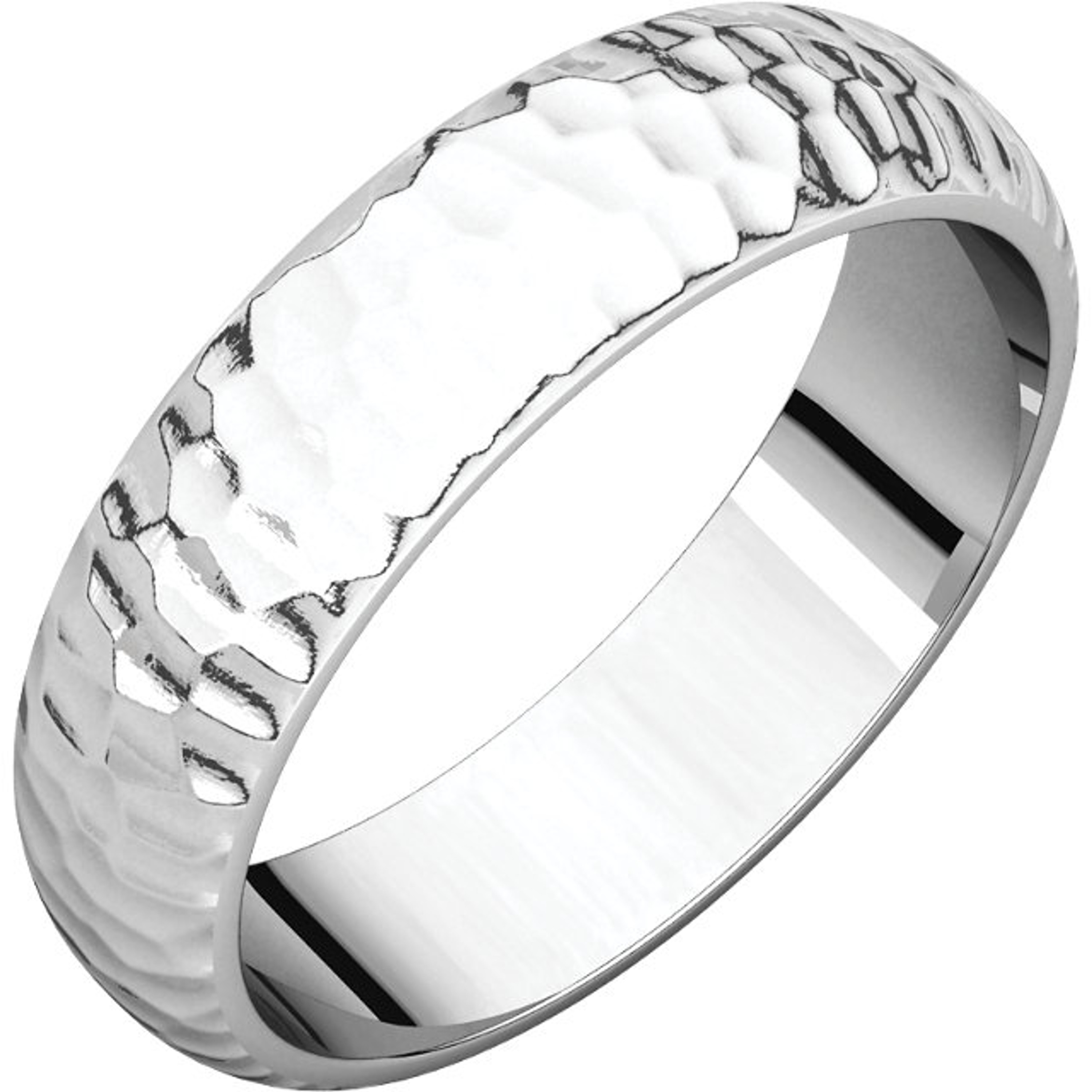 14k White Gold 5mm Hammer Finish Wedding Band 14k White Gold 5mm Hammer Finish Wedding Band