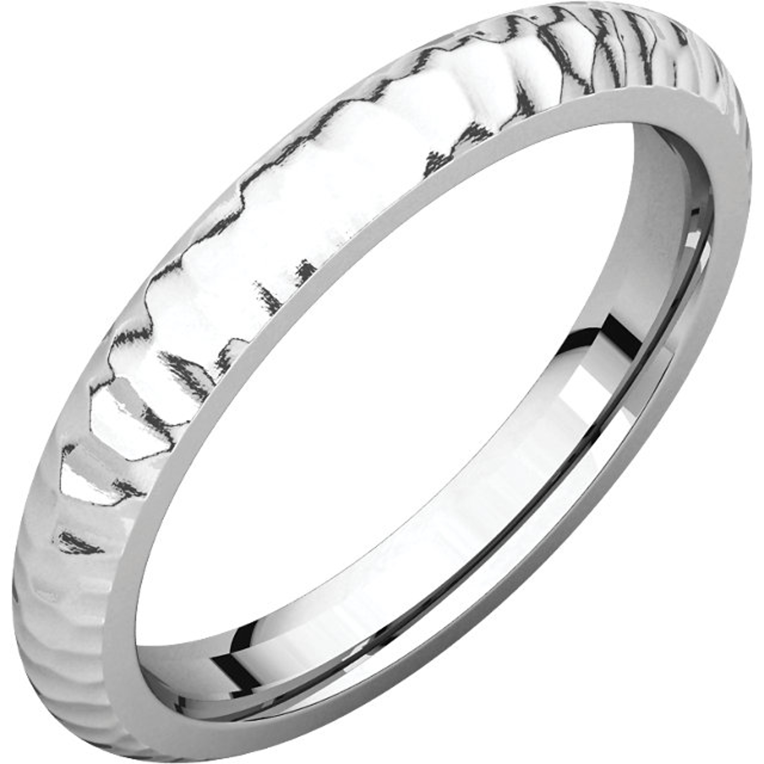 14k White Gold 3mm  Hammer Finish Comfort Fit Wedding Band 14k White Gold 3mm  Hammer Finish Comfort Fit Wedding Band