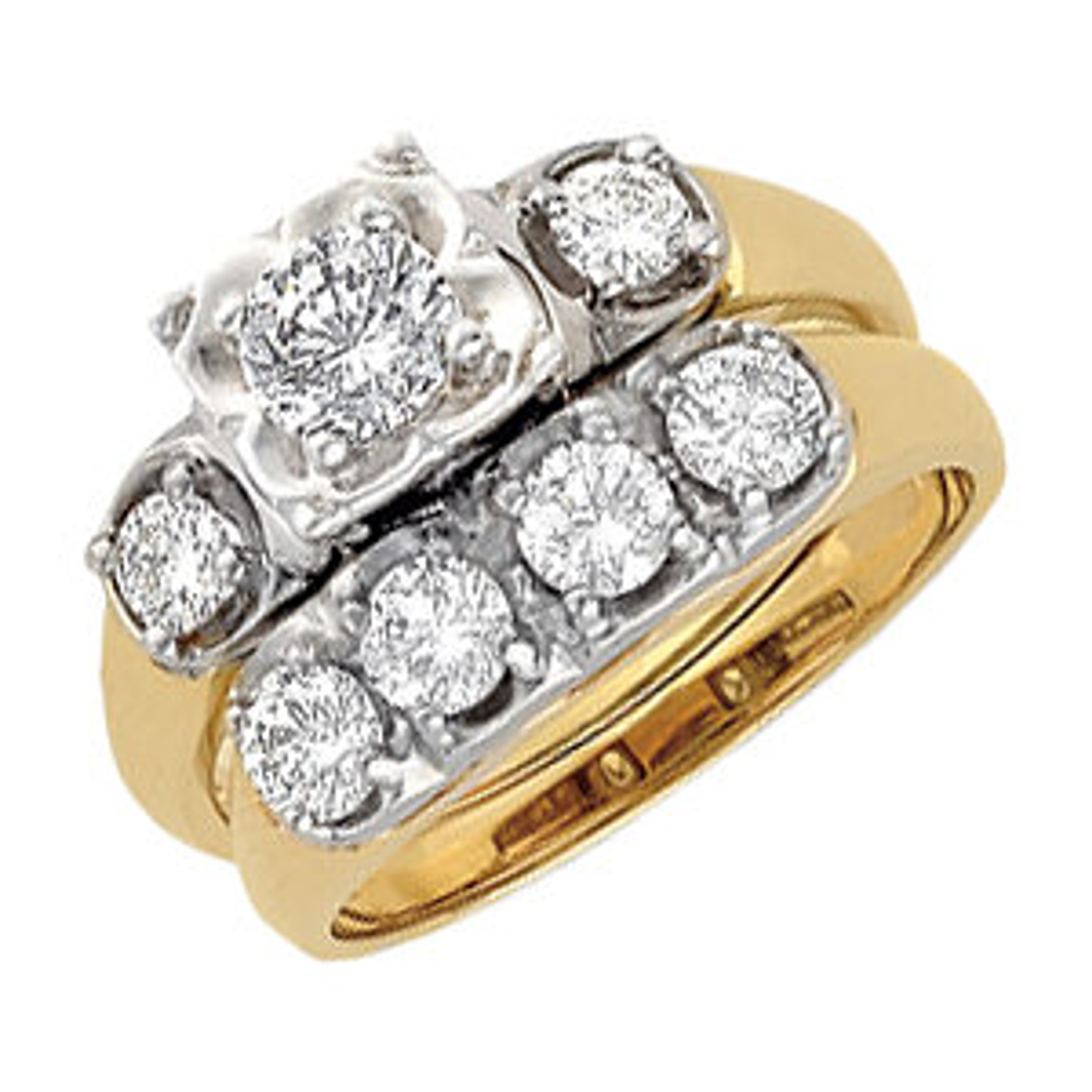 14K Two Tone Vintage Design  Engagement Ring Set 1.25 ctw