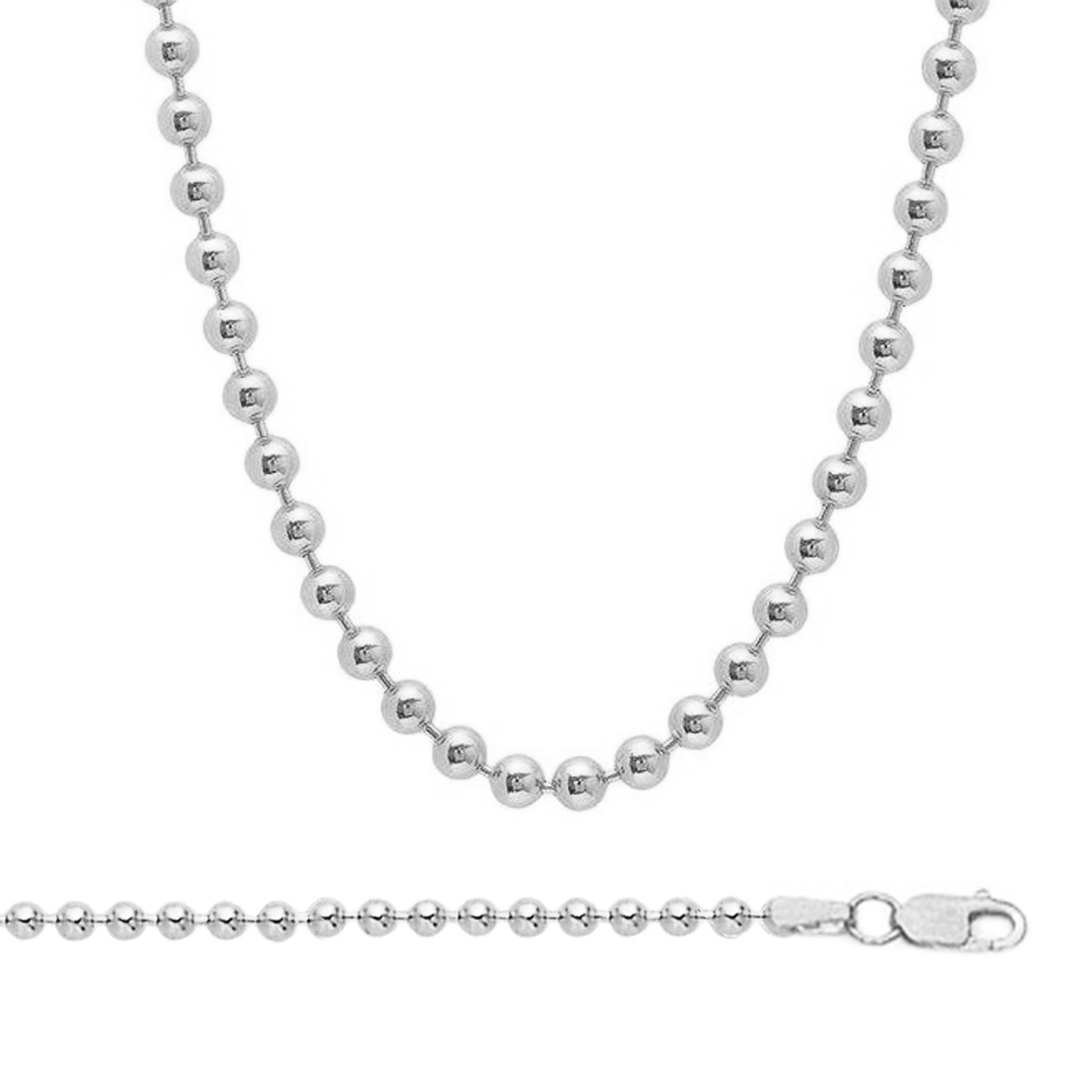 14k White Gold "Nickel Free" Ball Chain 5.0mm Wide 20" 14k White Gold "Nickel Free" Ball Chain 5.0mm Wide 20"