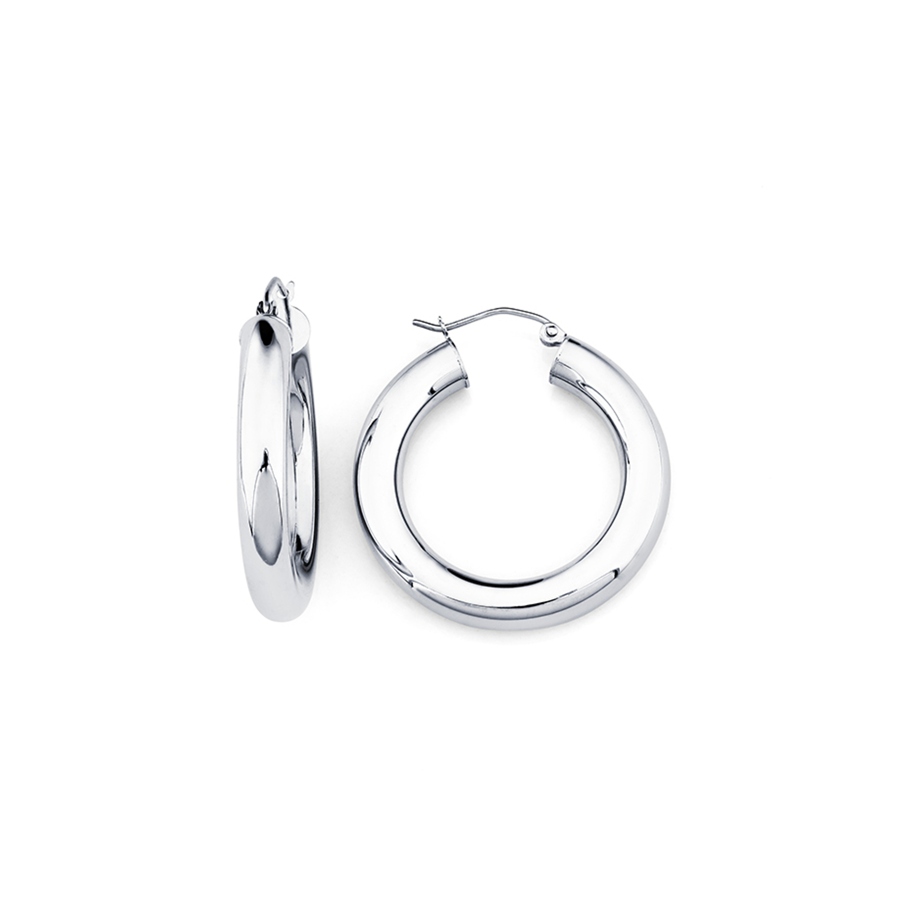 14K White Gold 5 Mm By 30Mm Wide High Polished Hoop Earrings 14K White Gold 5 Mm By 30Mm Wide High Polished Hoop Earrings