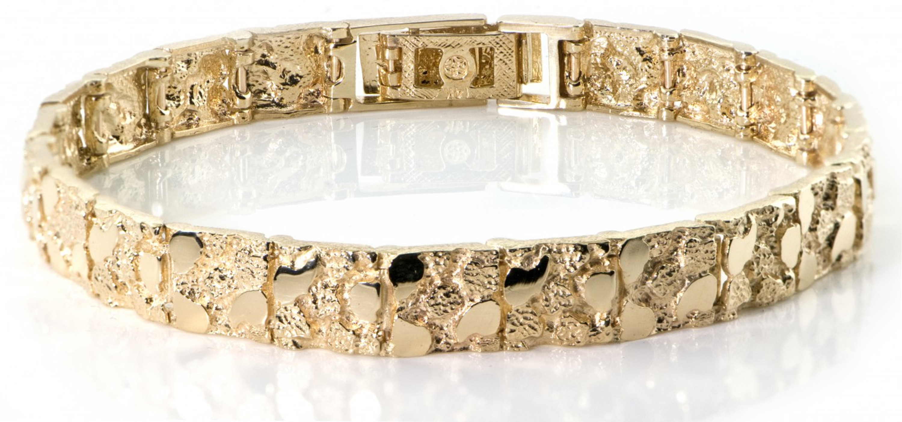 14k Gold 9mm Heavy Nugget Bracelet 9 Inches 14k Gold 9mm Heavy Nugget Bracelet 9 Inches