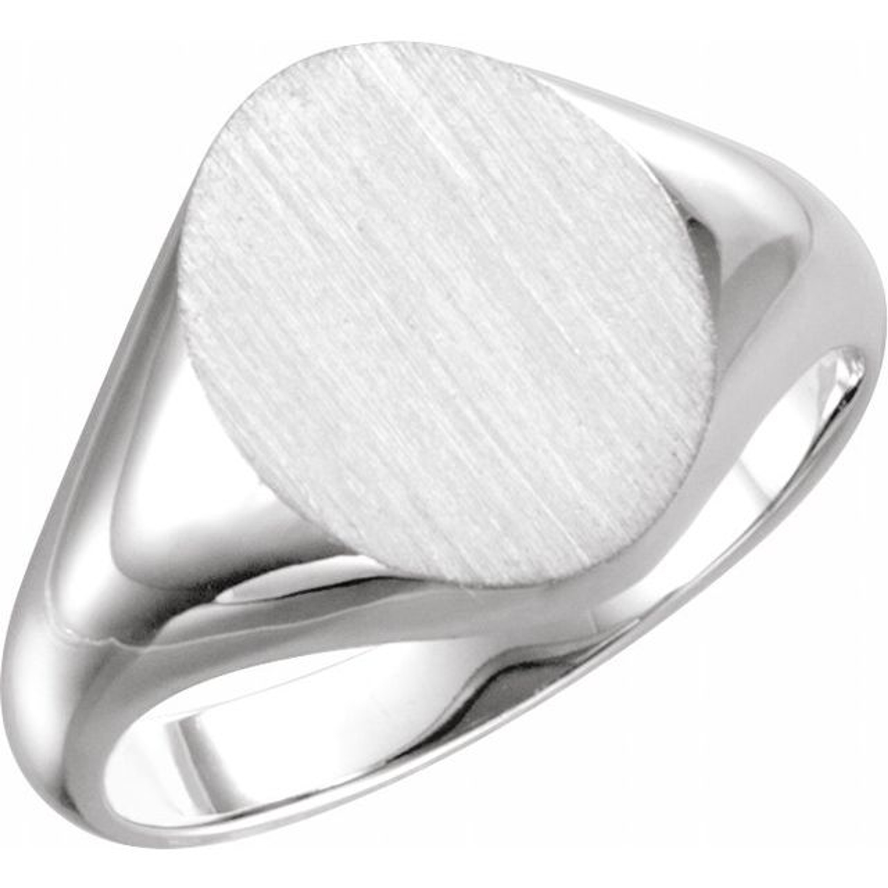 14k White Gold Men's Oval Signet Ring 11mmx10mm 14k White Gold Men's Oval Signet Ring 11mmx10mm