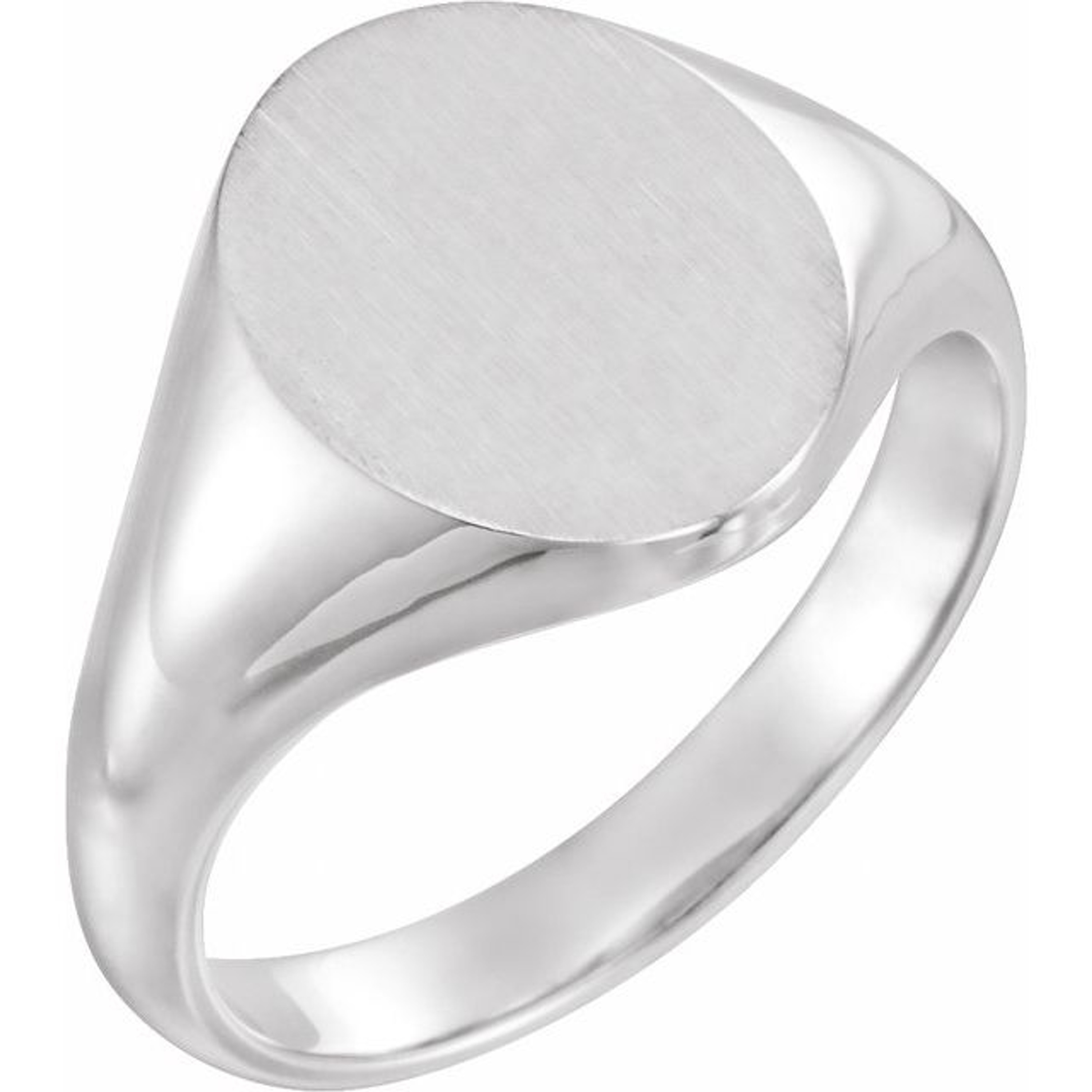 14k White Gold Men's Oval Signet Ring 12mmx10mm Solid Back 14k White Gold Men's Oval Signet Ring 12mmx10mm Solid Back