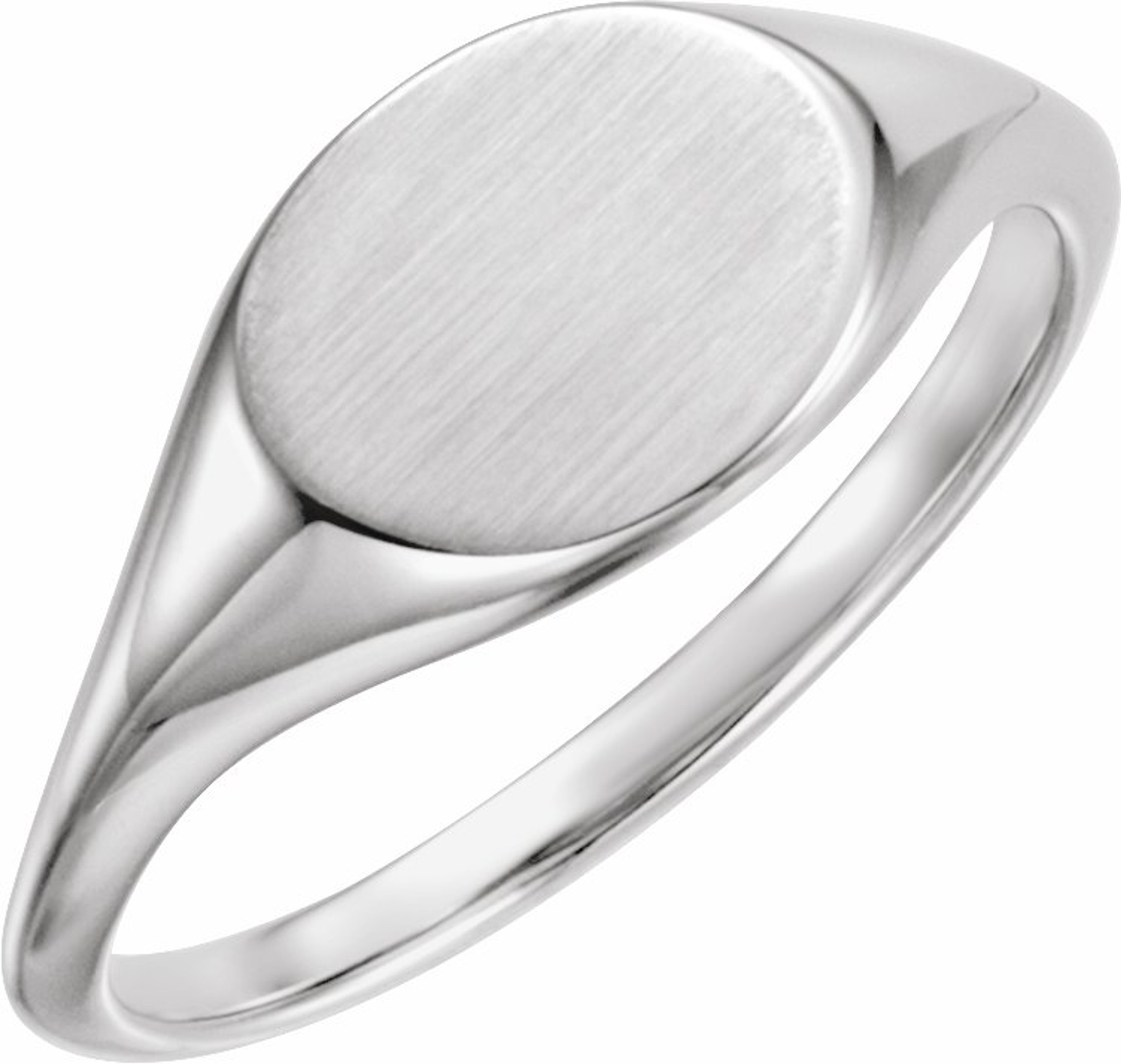 14k White Gold Oval Signet Ring 9mmx11mm Solid Back 14k White Gold Oval Signet Ring 9mmx11mm Solid Back