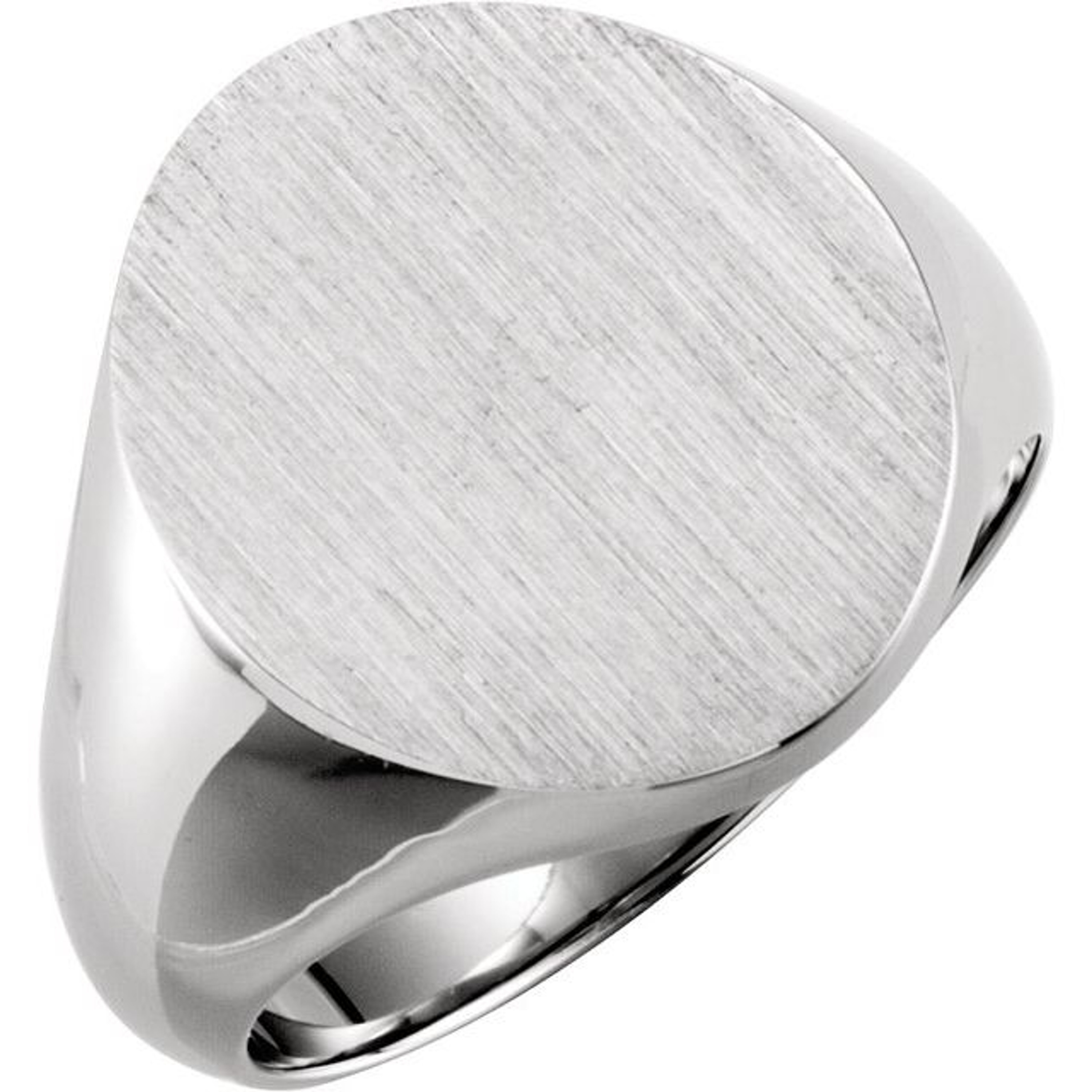 14k White Gold Men's Oval Signet Ring 18mmx16mm Solid Back 14k White Gold Men's Oval Signet Ring 18mmx16mm Solid Back