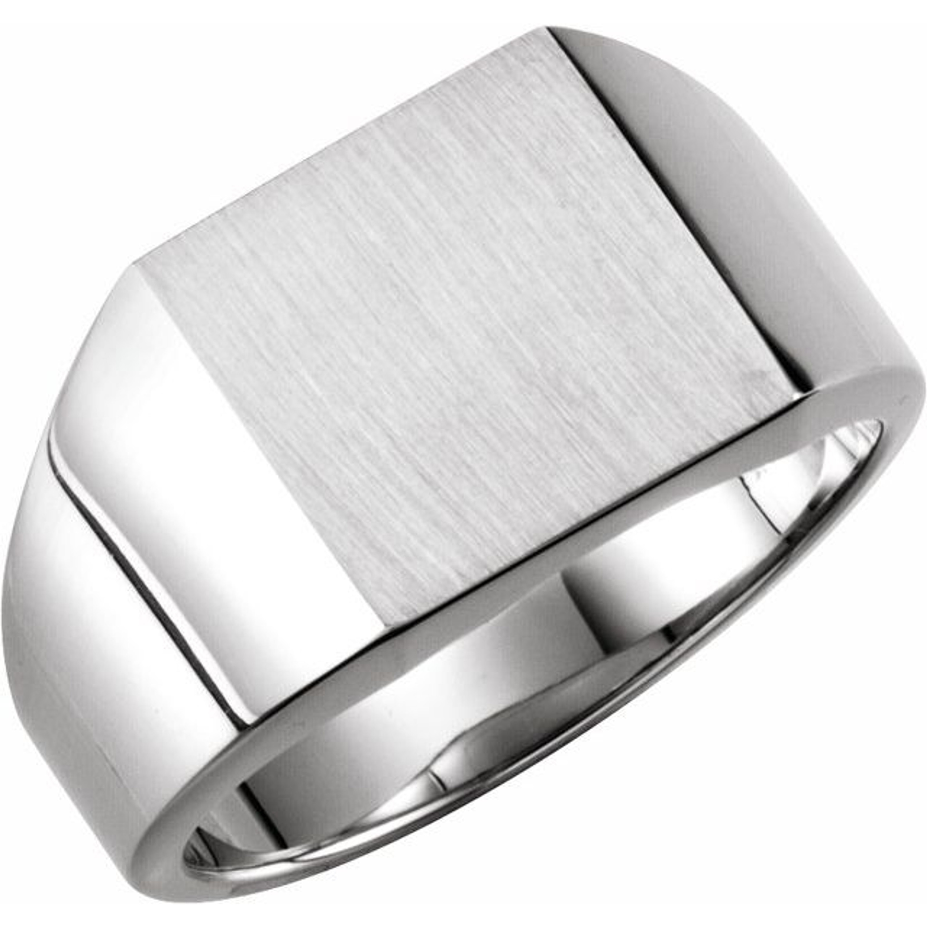 14k White Gold Men's Square Signet Ring 18mmx18mm Solid Back 14k White Gold Men's Square Signet Ring 18mmx18mm Solid Back