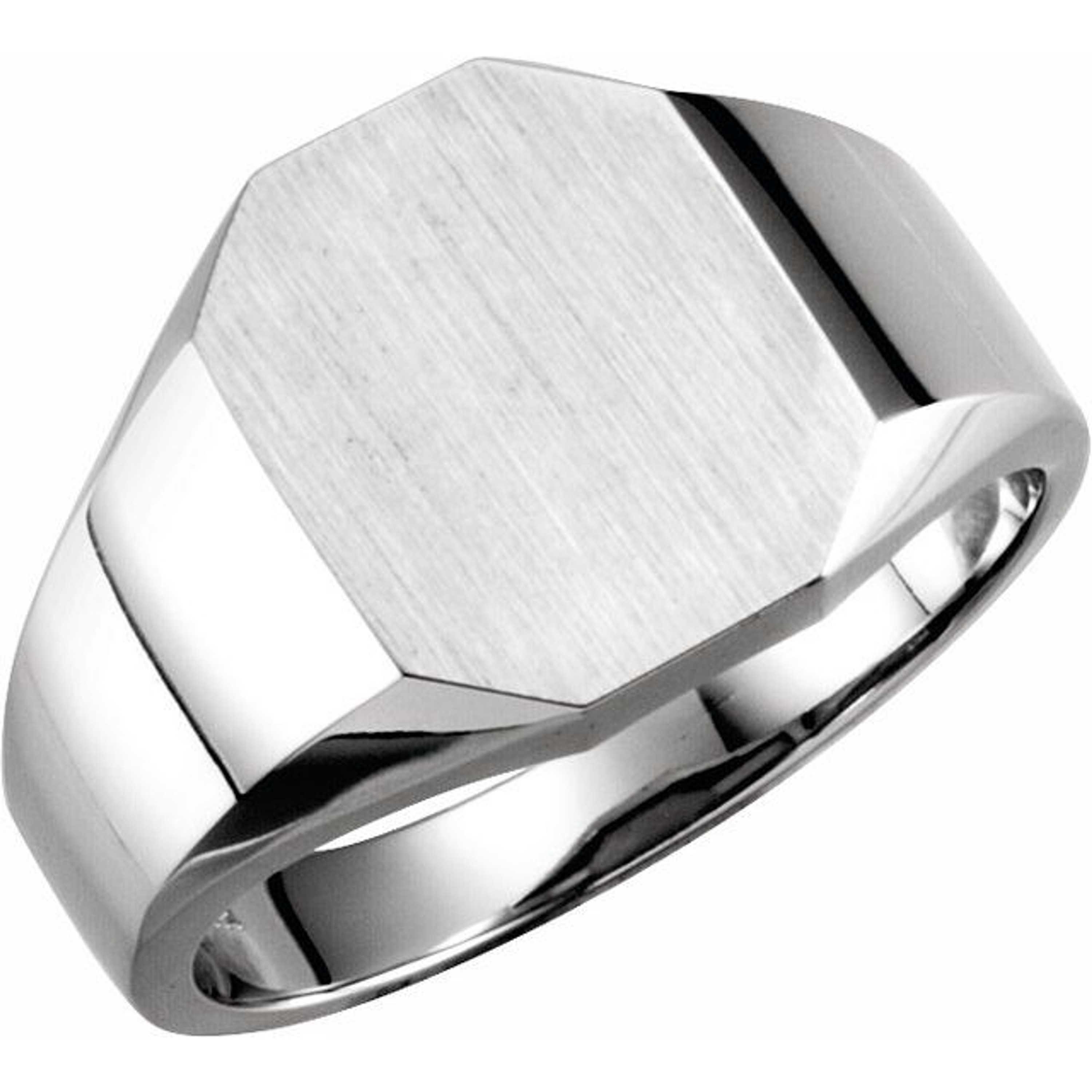 14k White Gold Men's Octagon Signet Ring 11mmx9mm 14k White Gold Men's Octagon Signet Ring 11mmx9mm