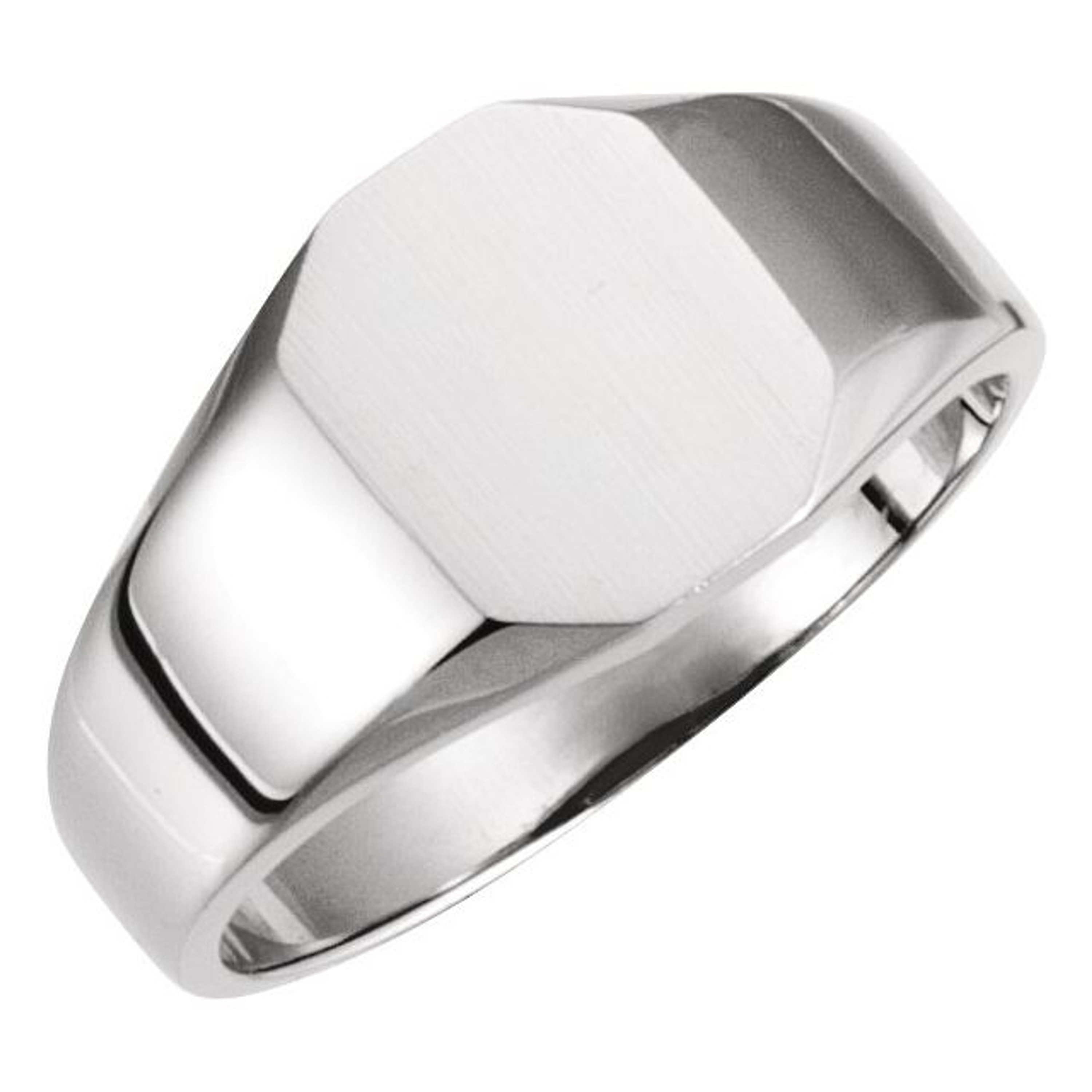 14k White Gold Men's Octagon Signet Ring 9mmx7mm 14k White Gold Men's Octagon Signet Ring 9mmx7mm