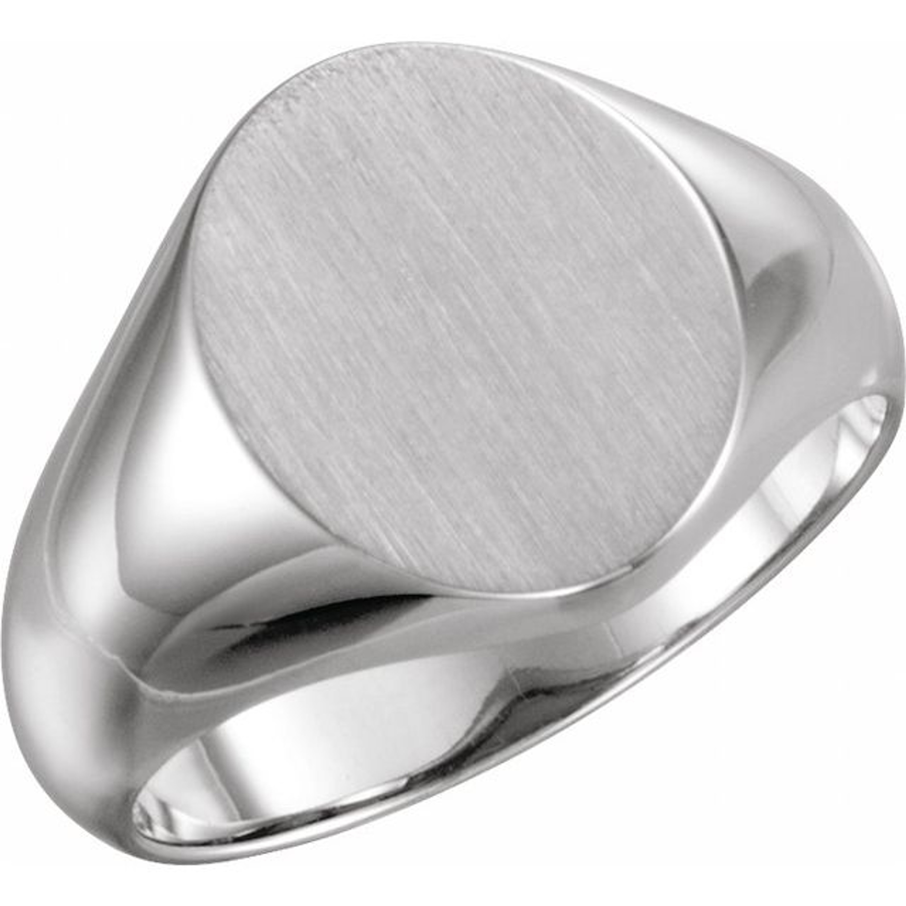 14k White Gold Men's Oval Signet Ring 12mmx10mm 14k White Gold Men's Oval Signet Ring 12mmx10mm