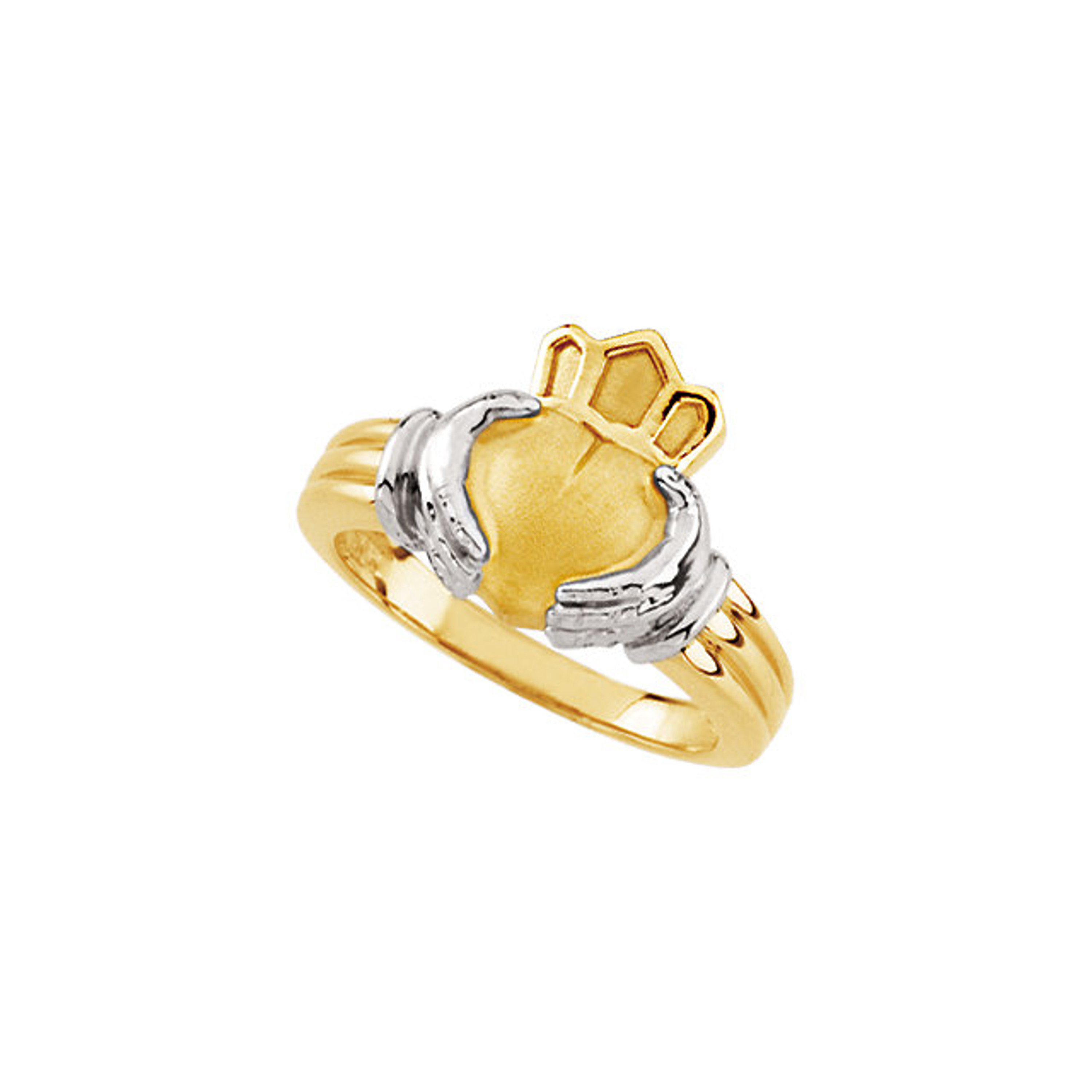 14k Gold Ladies Two Tone Irish Claddagh Band (Mens item number 50349M) 14k Gold Ladies Two Tone Irish Claddagh Band (Mens item number 50349M)
