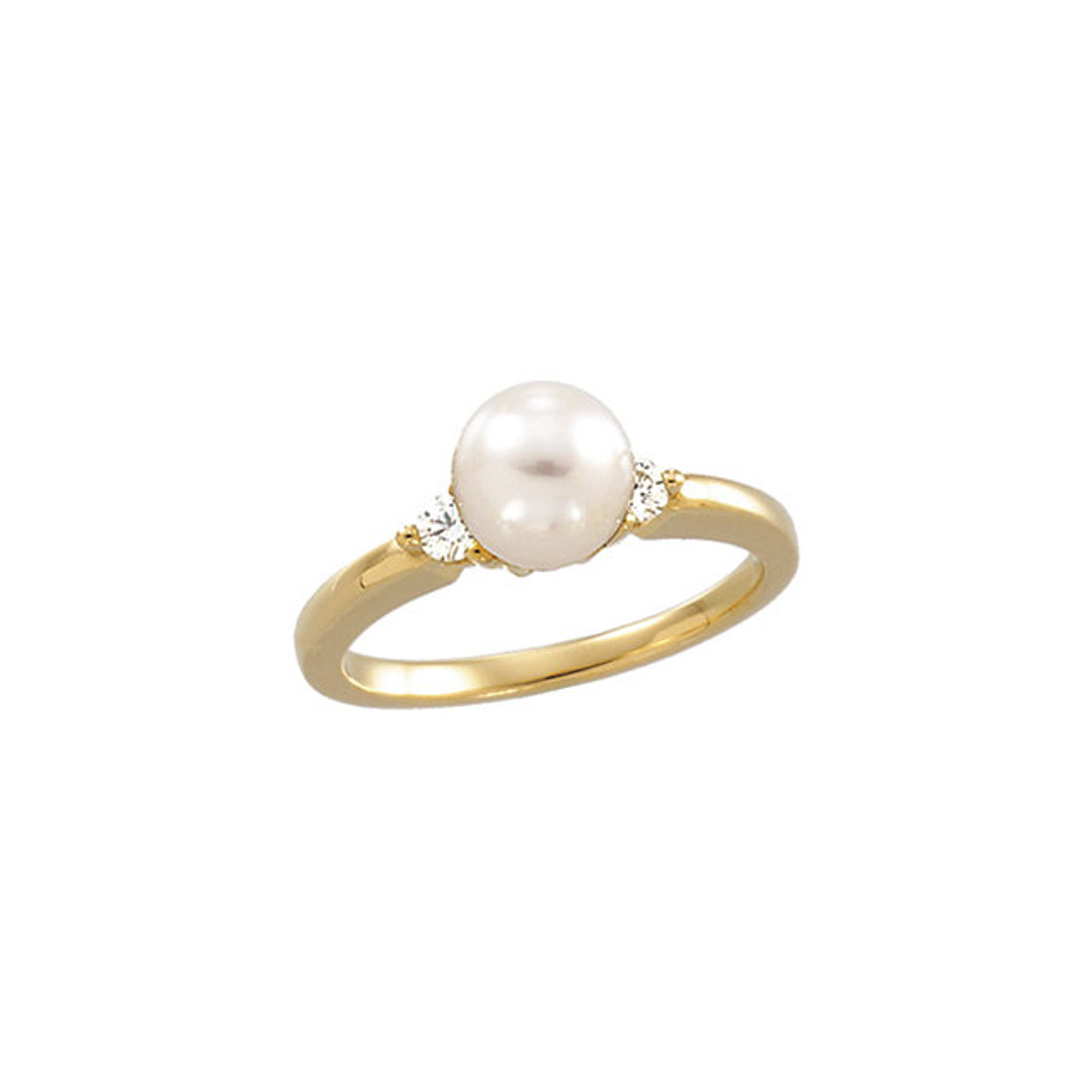 14kt Yellow Gold Cultured 8.00mm  Pearl & 1/4 CTW Diamond Ring 14kt Yellow Gold Cultured 8.00mm  Pearl & 1/4 CTW Diamond Ring