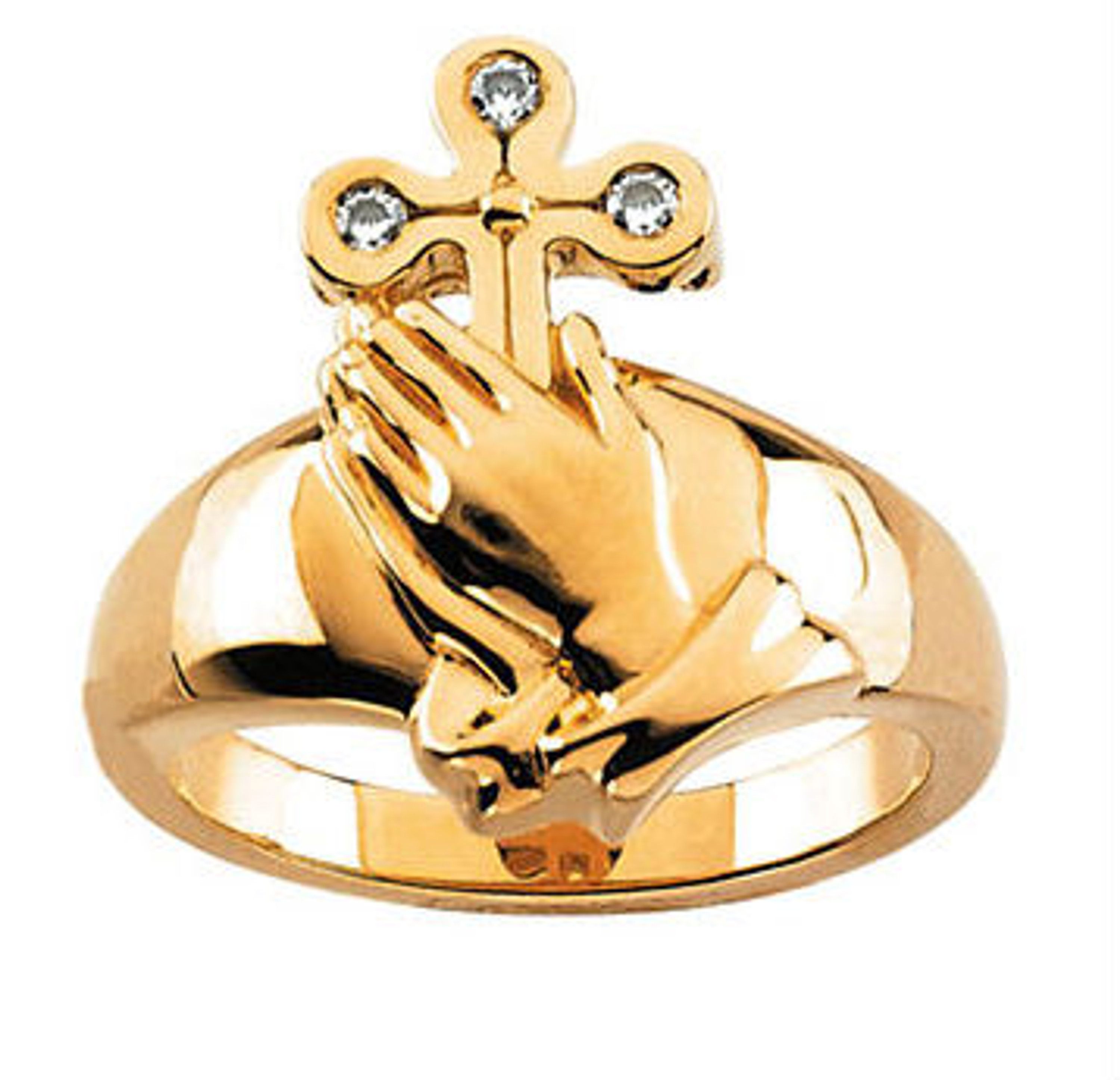 14k Yellow gold Cross Diamond Ring .06 ct. 14k Yellow gold Cross Diamond Ring .06 ct.