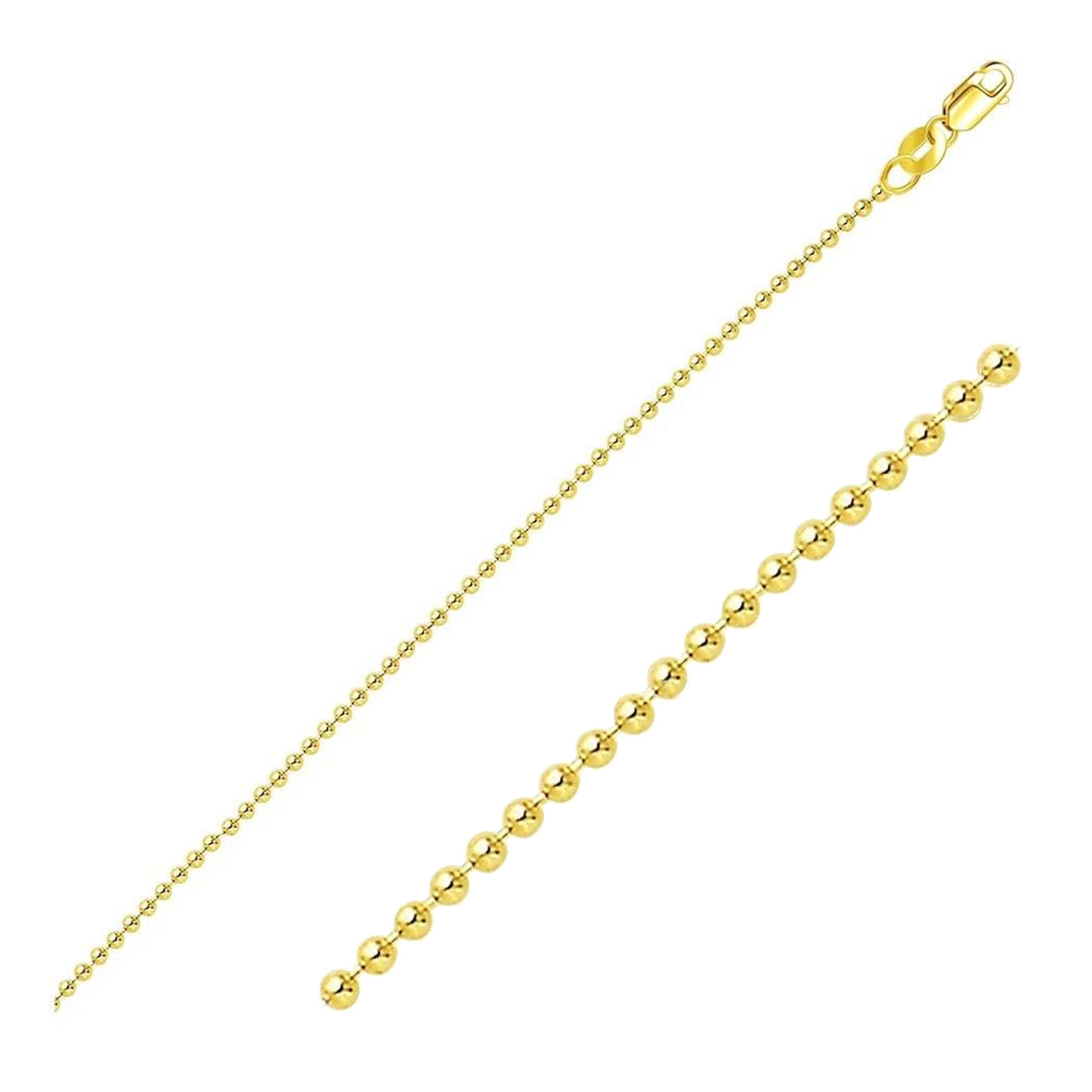 10k Gold Bead Link Chain, 1.25mm Wide 30 Inches 10k Gold Bead Link Chain, 1.25mm Wide 30 Inches