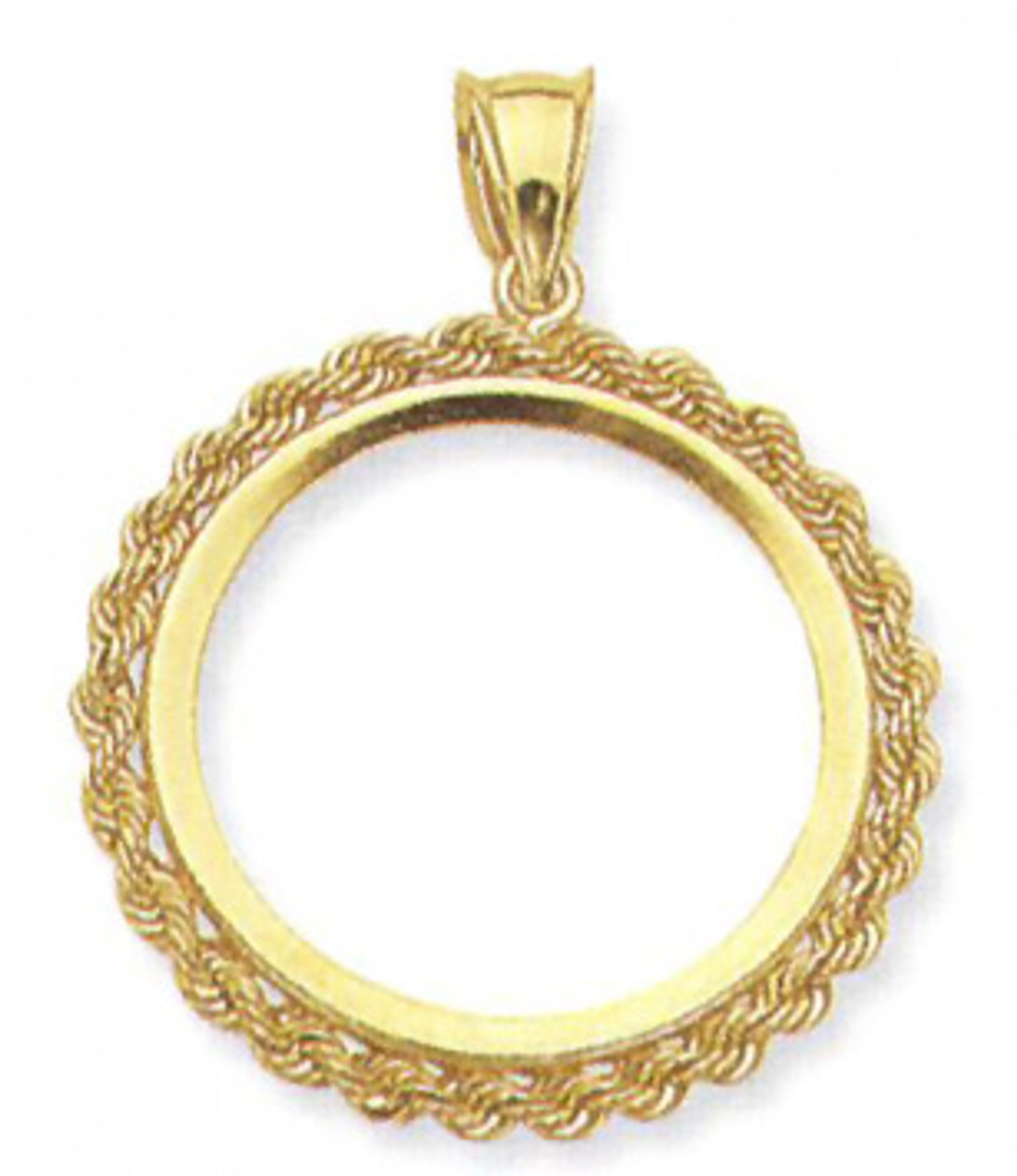 14k Gold 1oz Canadien Maple Leaf Coin 4 Prong Rope  Bezel 14k Gold 1oz Canadien Maple Leaf Coin 4 Prong Rope  Bezel