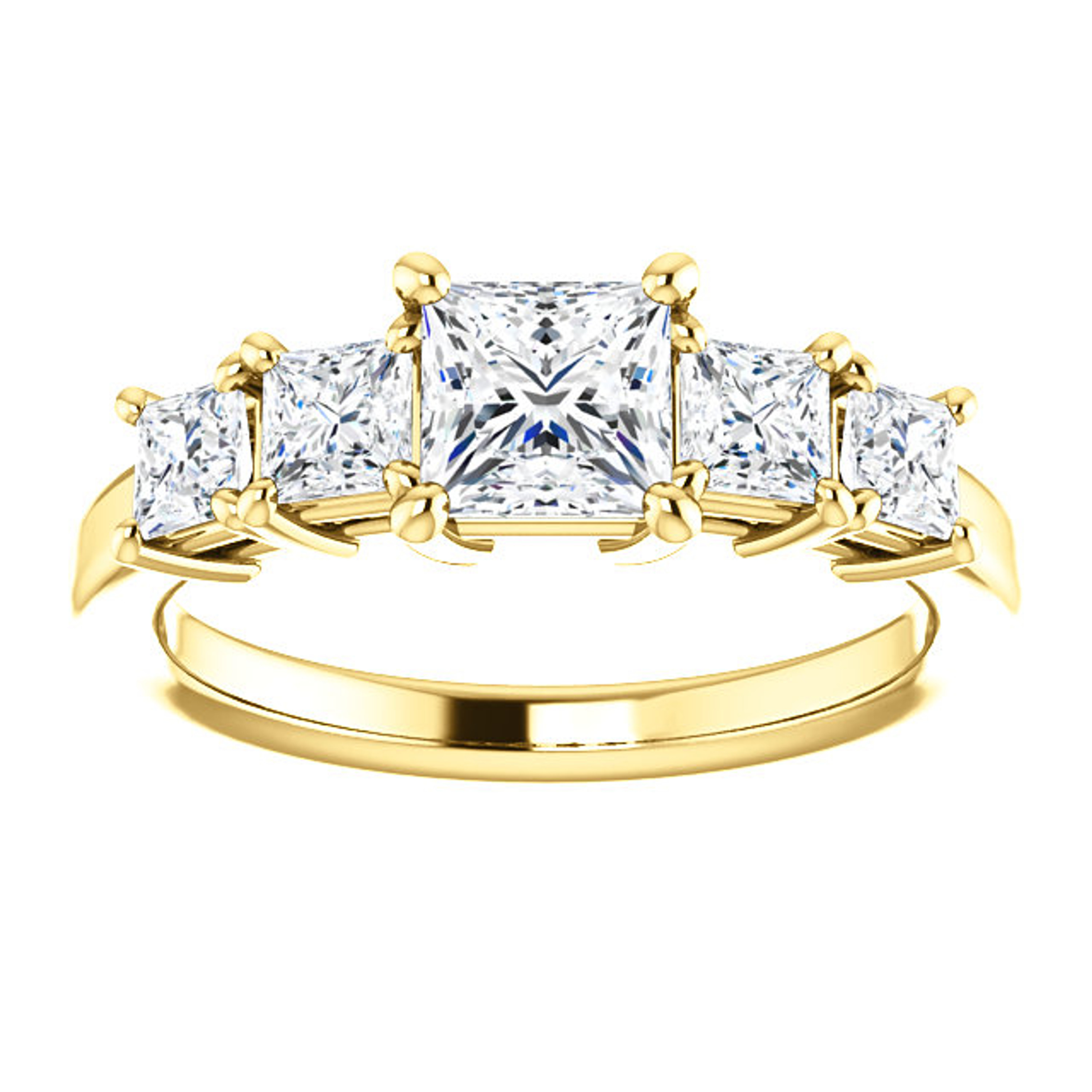 18K Yellow Gold 1.25 ct 5 Princess Diamond Anniversary  Ring 18K Yellow Gold 1.25 ct 5 Princess Diamond Anniversary  Ring